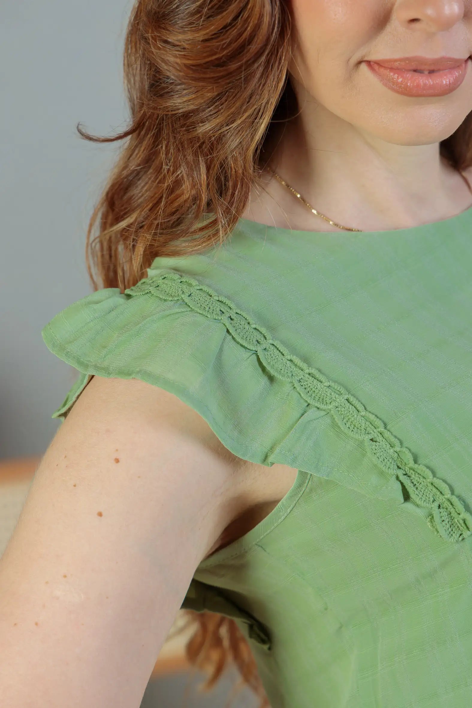 Blusa Detalhe Bordado Manga Soft Cotton Selena Verde
