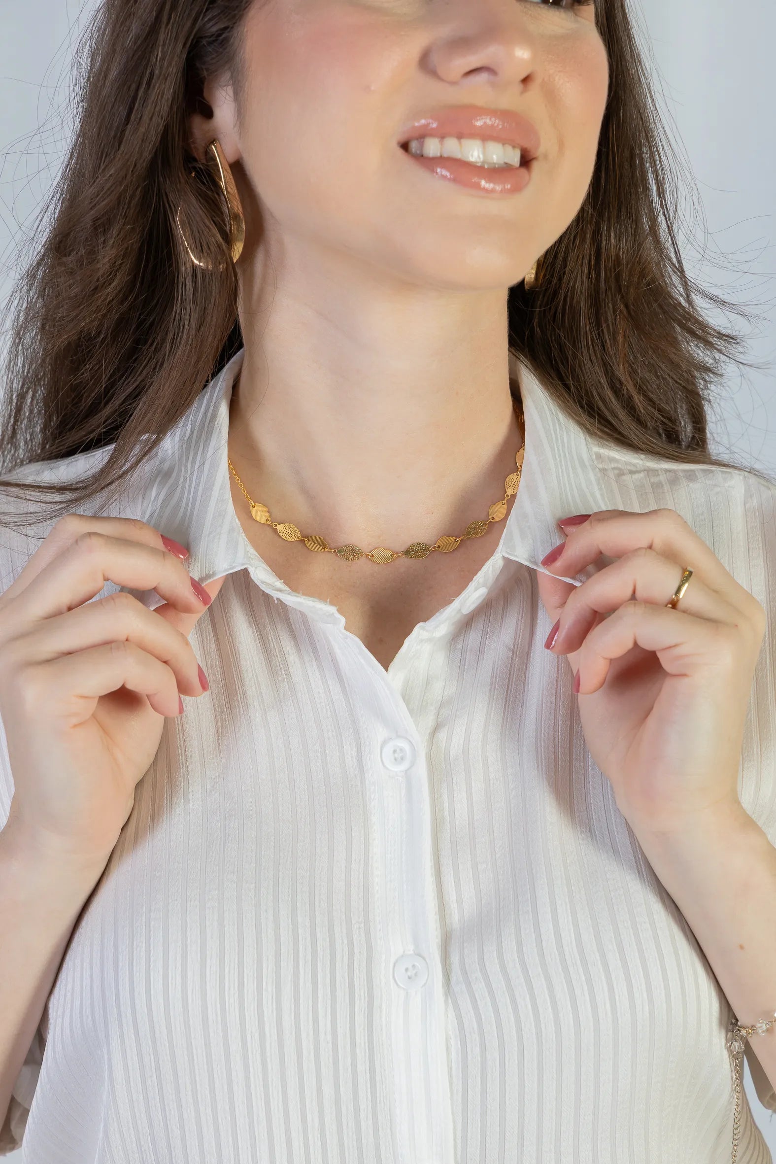 Camisa Manga Curta Crepe Acetinado Glaucia Branca