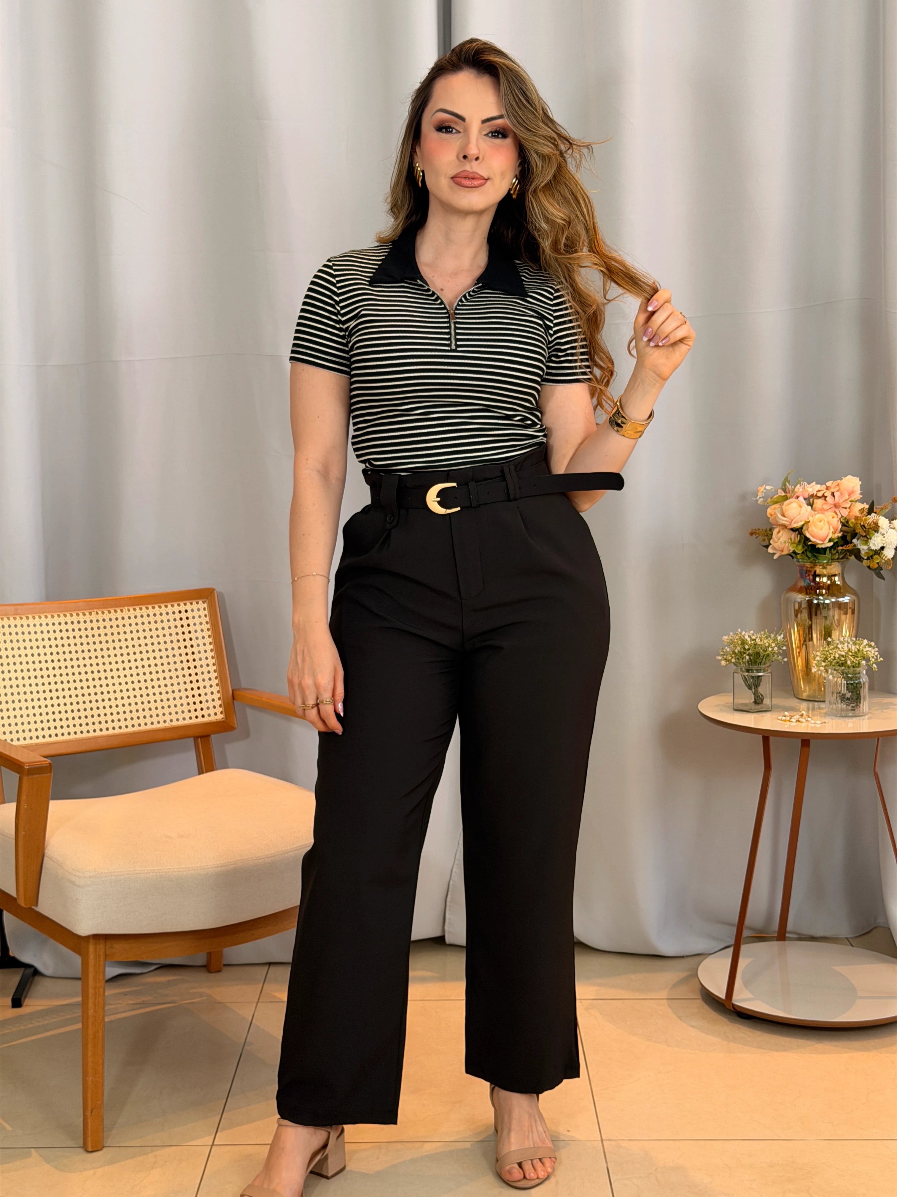 Conjunto: Blusa Melinda Preta + Calça Magda Preta