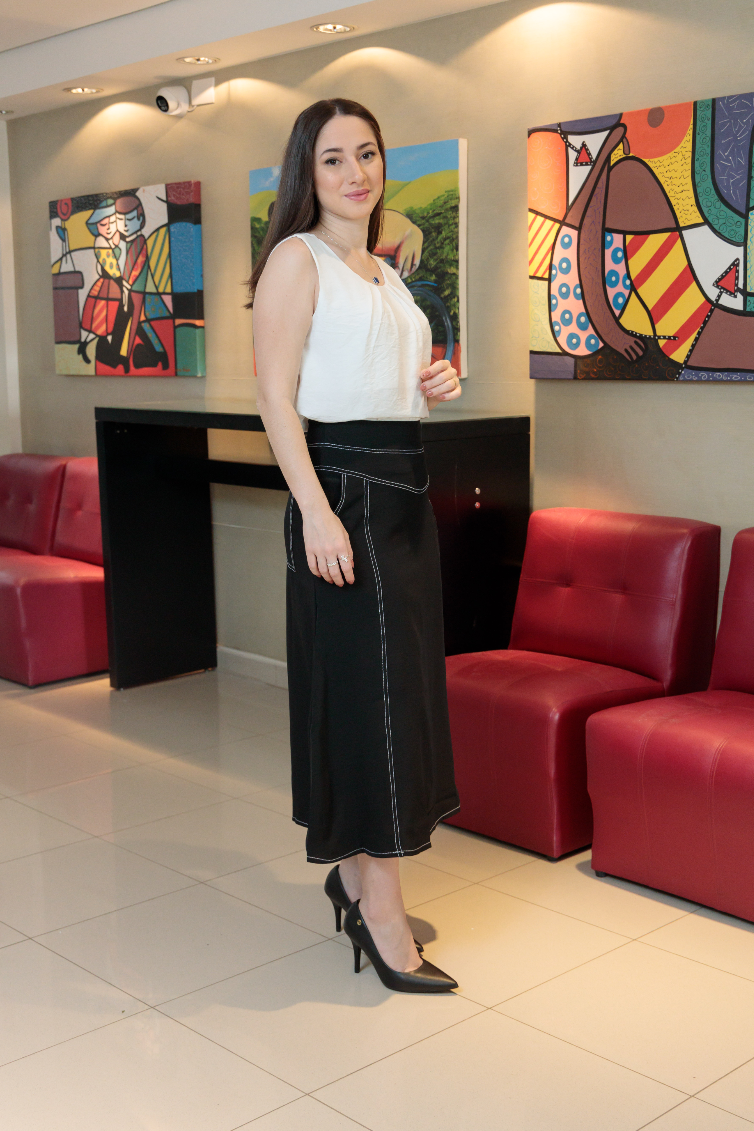 Saia Midi Detalhe Presponto Marisa Preta - Main Image