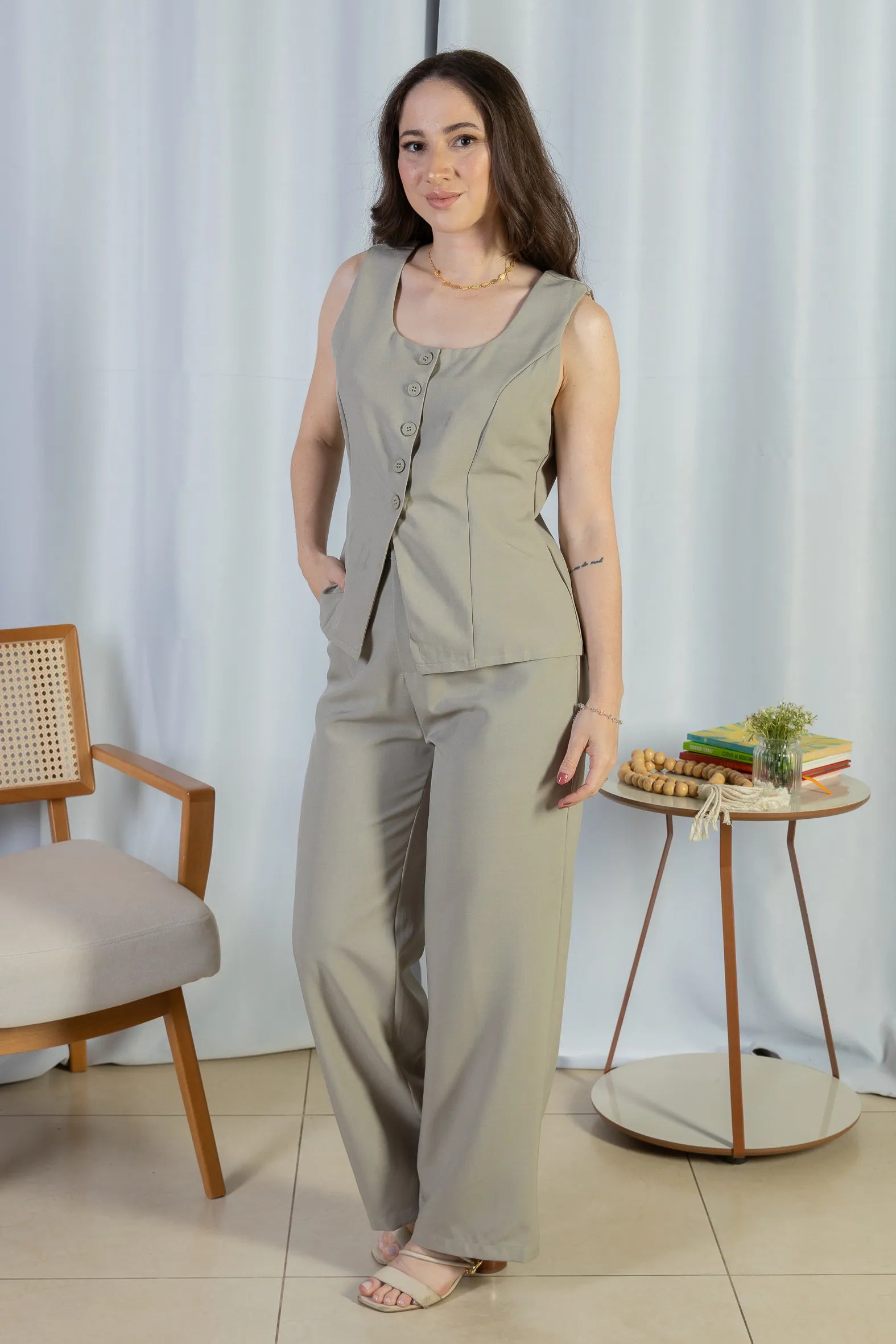 Calça Pantalona Alfaiataria Livia Verde