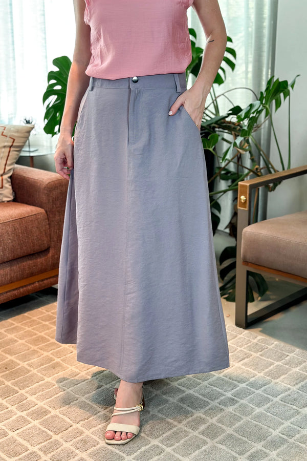 Saia Midi Visco Premium Carol Cinza