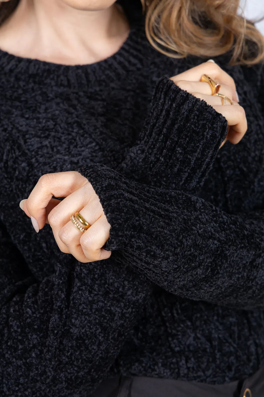 Blusa Manga Longa em Tricot Mousse Valentina Preto