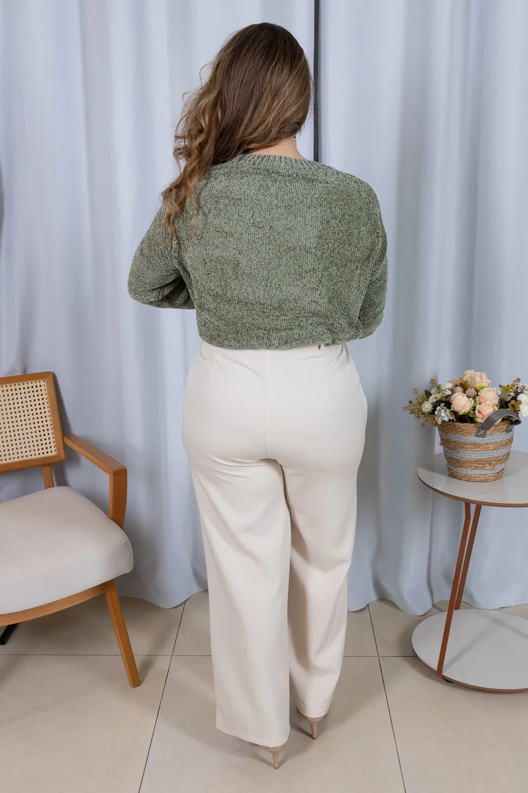 Blusa Manga Longa em Tricot Mousse Valentina Verde
