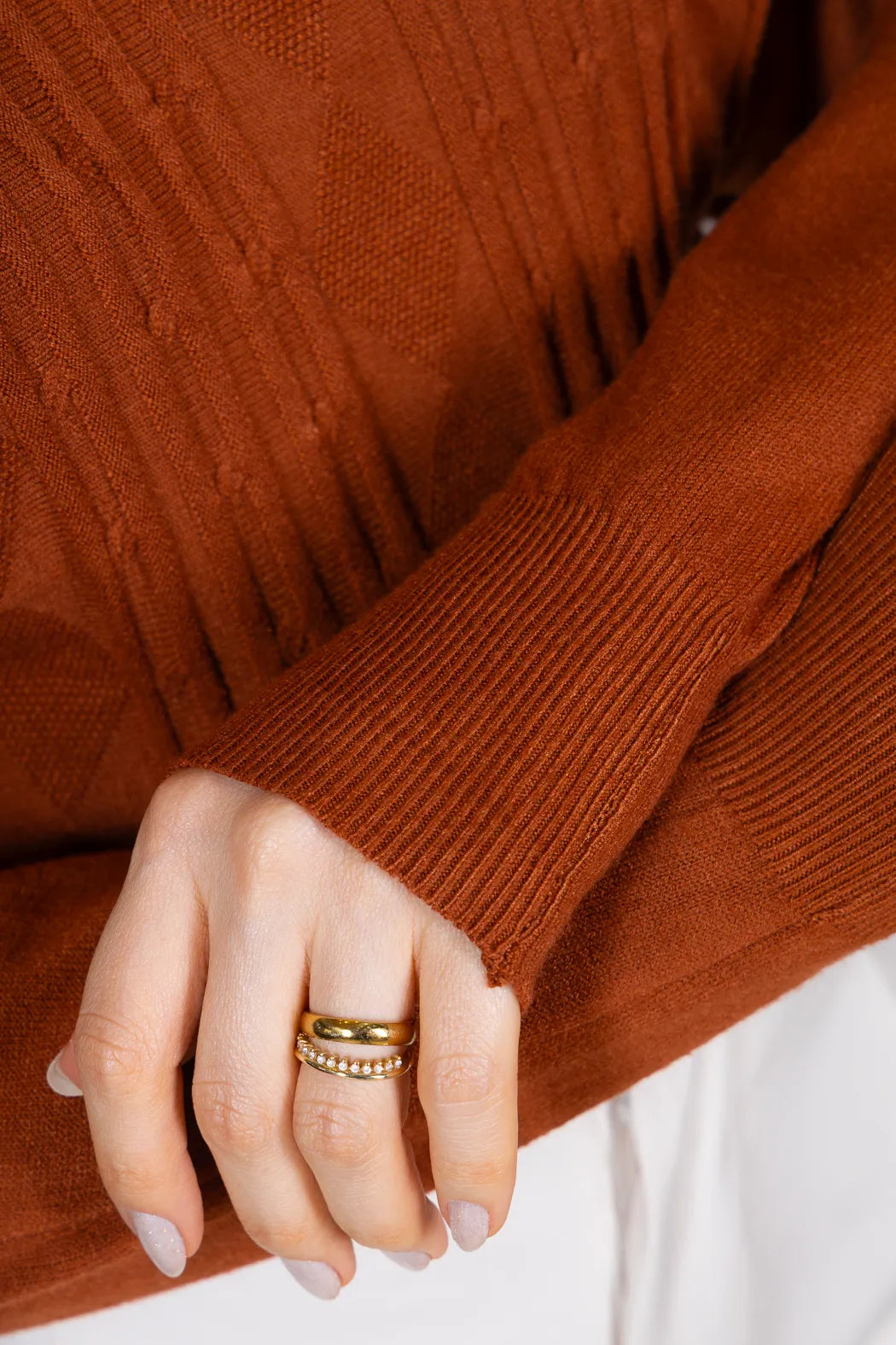 Tricot Manga Longa Ampla em Modal Jessica Terracota