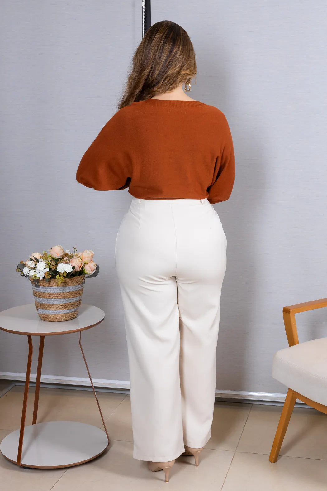 Tricot Manga Longa Ampla em Modal Jessica Terracota