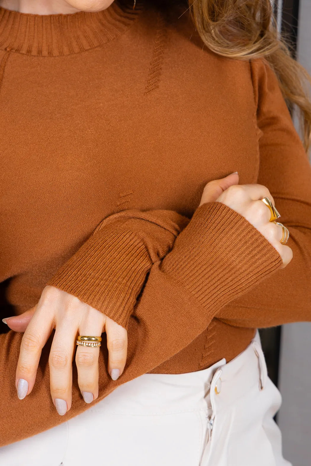 Tricot Manga Longa Meia Gola em Modal Gabriela Caramelo