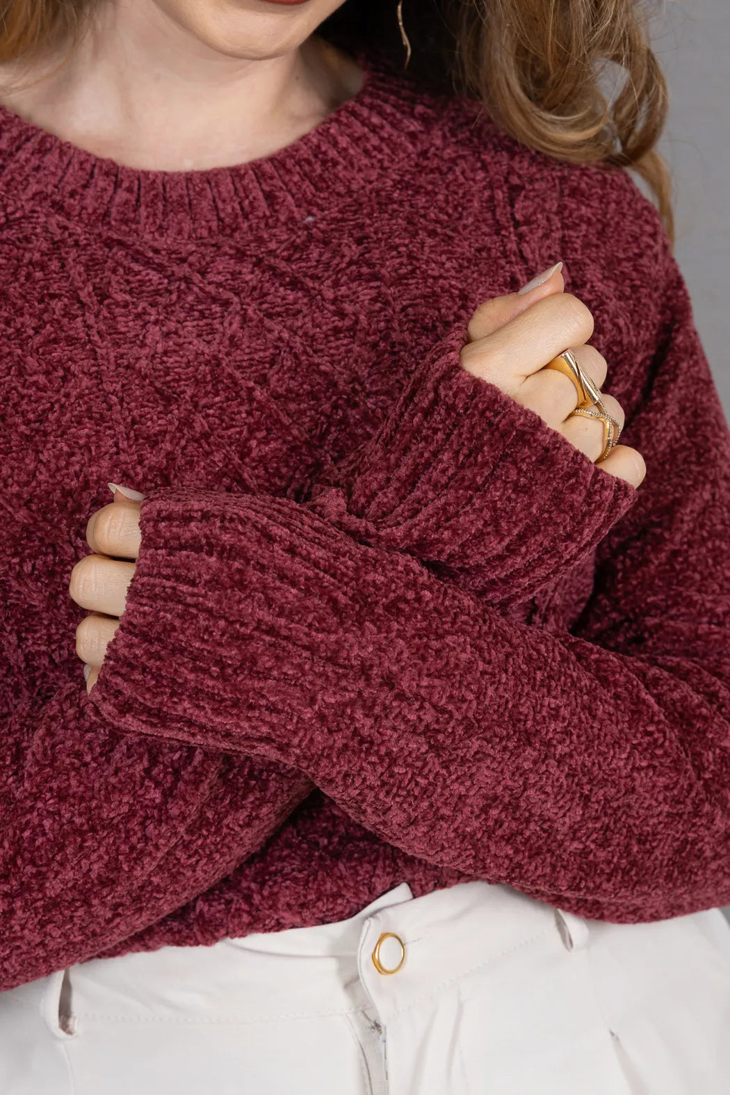 Blusa Manga Longa em Tricot Mousse Valentina Marsala