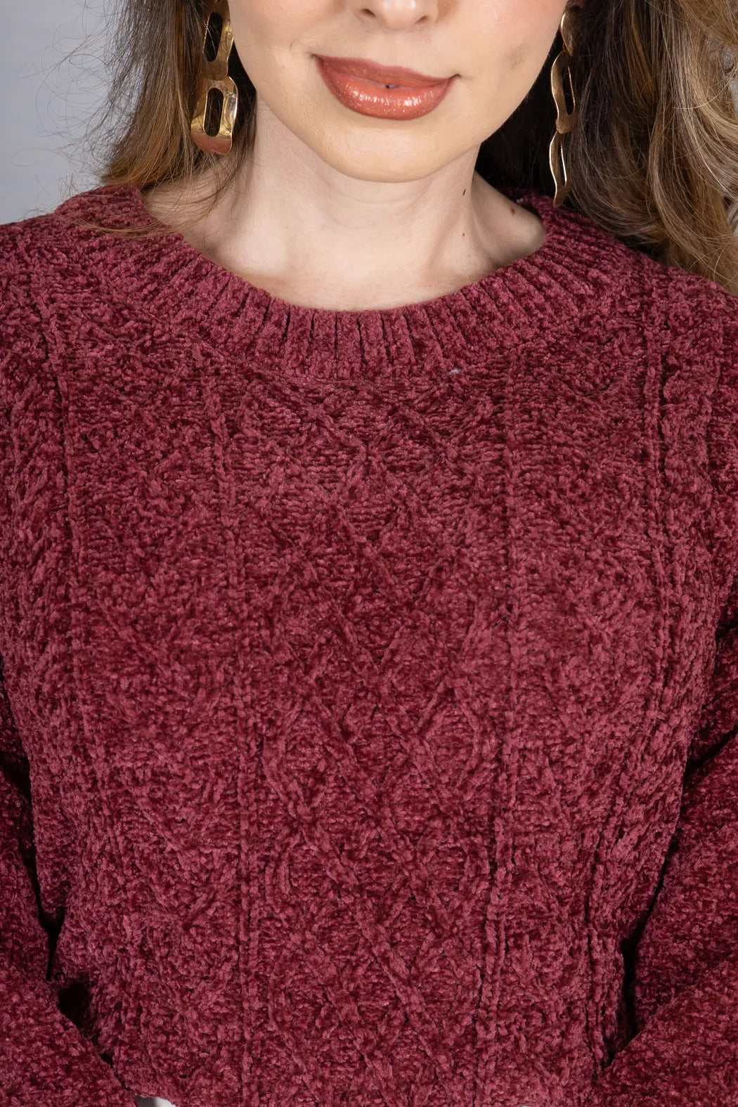 Blusa Manga Longa em Tricot Mousse Valentina Marsala