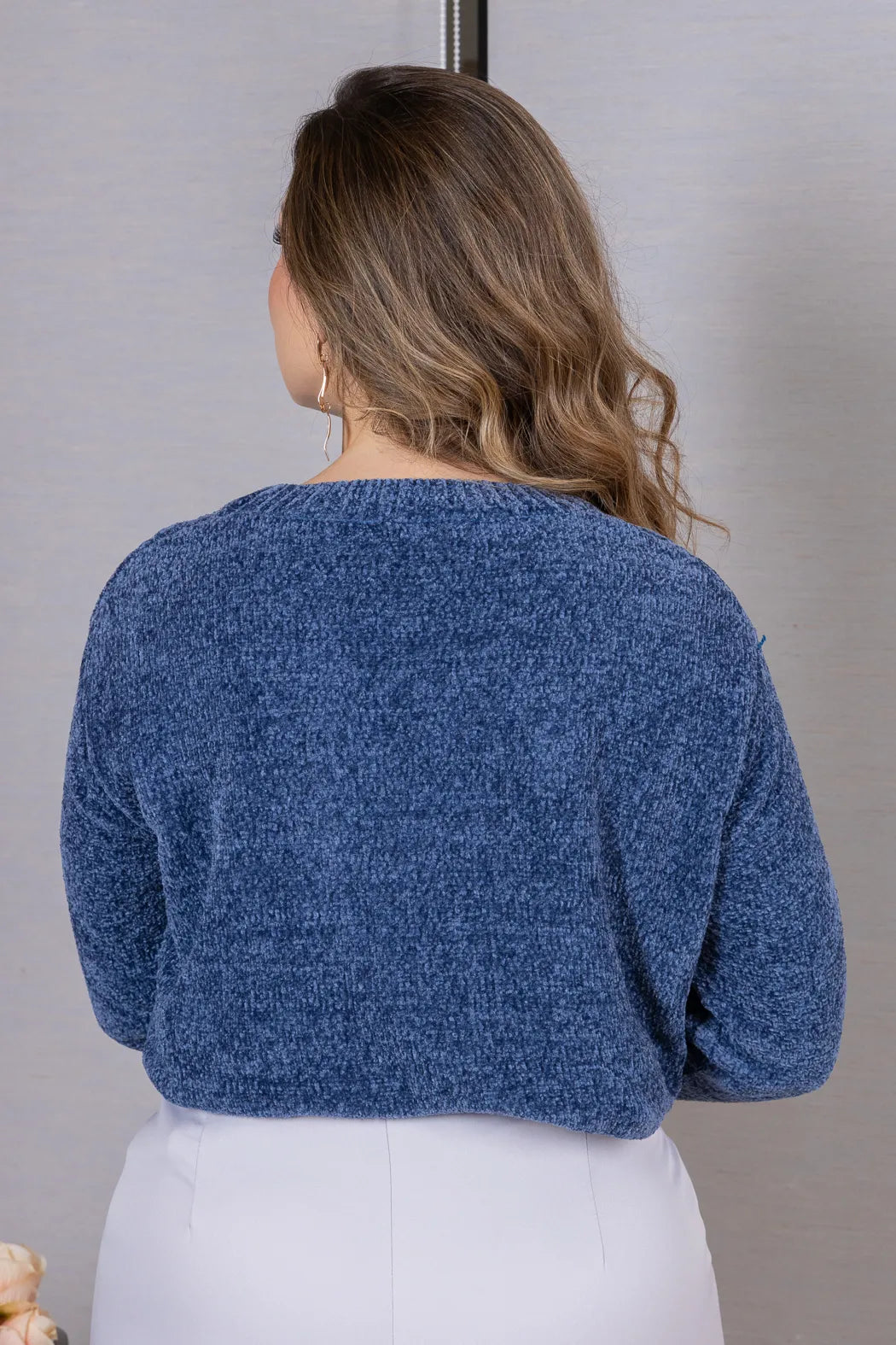Blusa Manga Longa em Tricot Mousse Valentina Azul