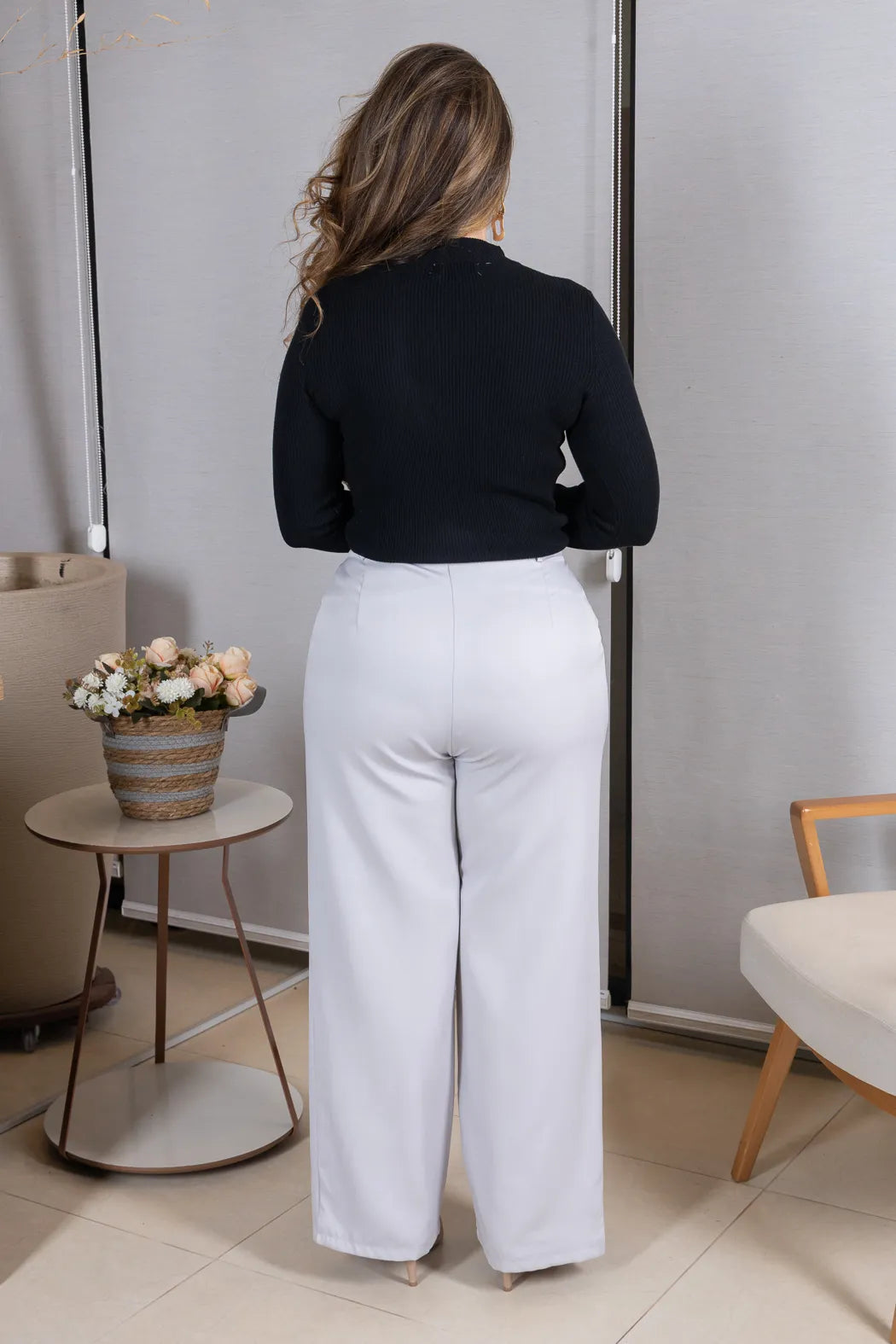 Tricot Manga Longa Meia Gola em Modal Canelado Isadora Preto