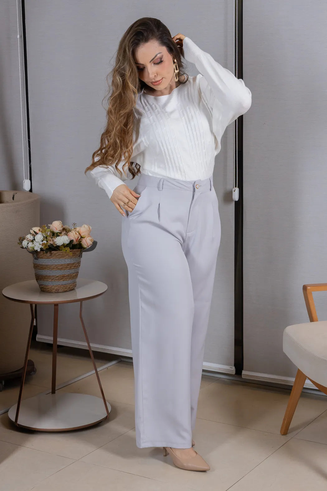 Tricot Manga Longa Ampla em Modal Jessica Branco