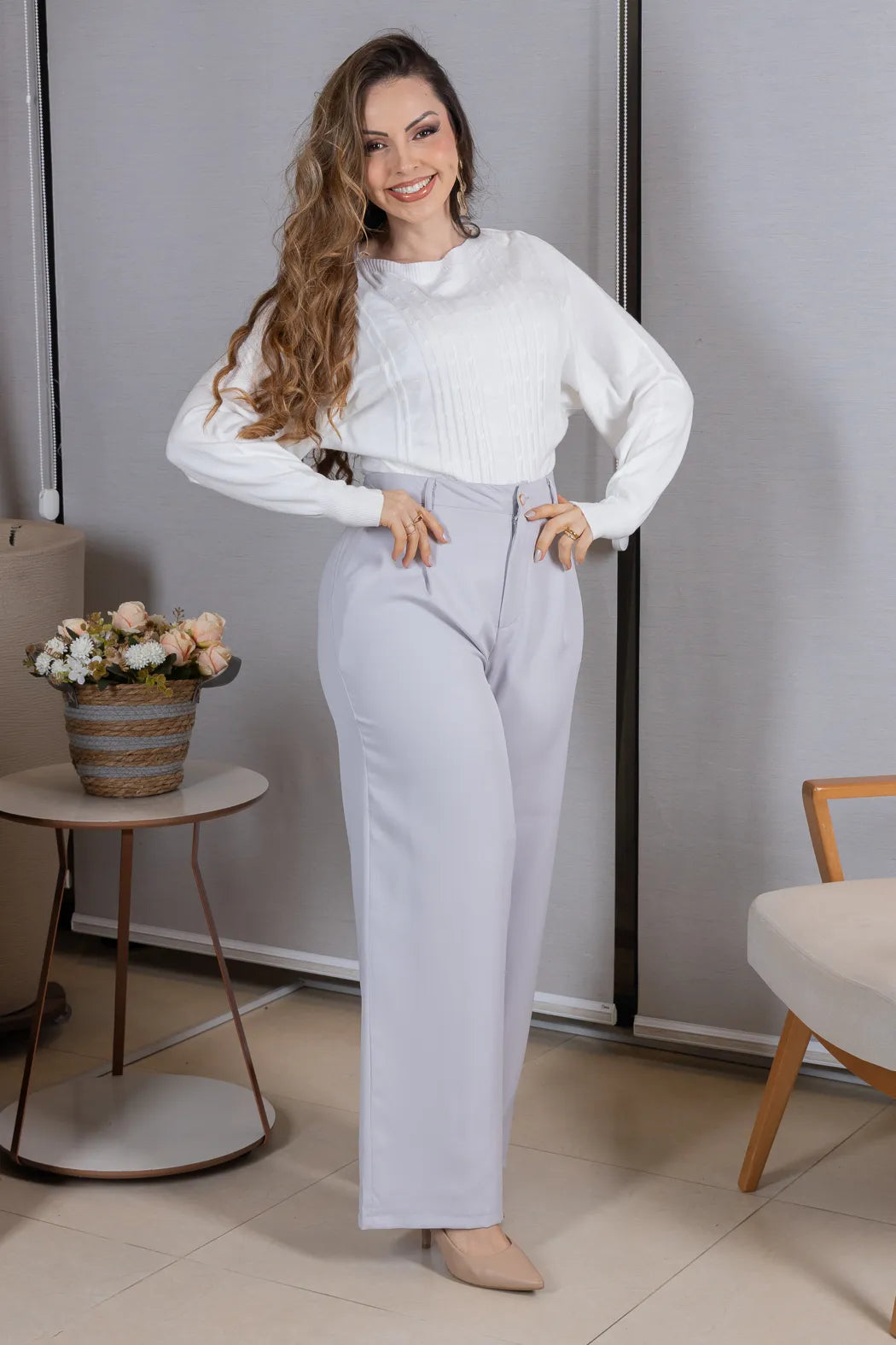Tricot Manga Longa Ampla em Modal Jessica Branco