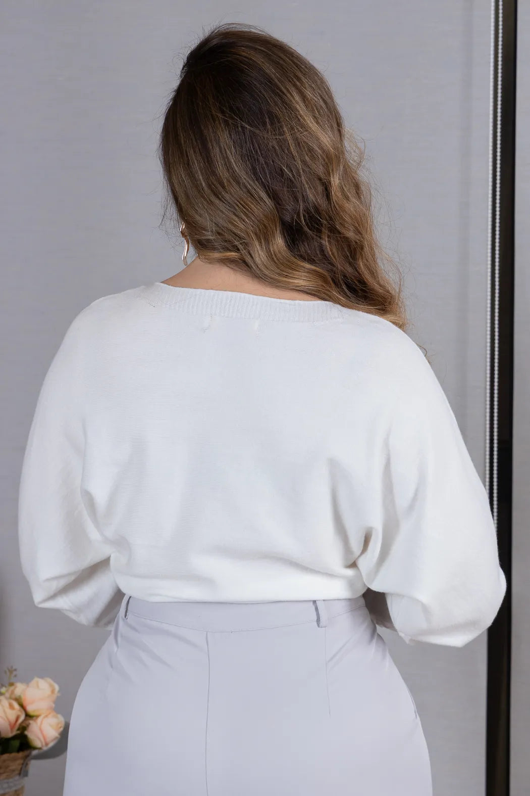 Tricot Manga Longa Ampla em Modal Jessica Branco