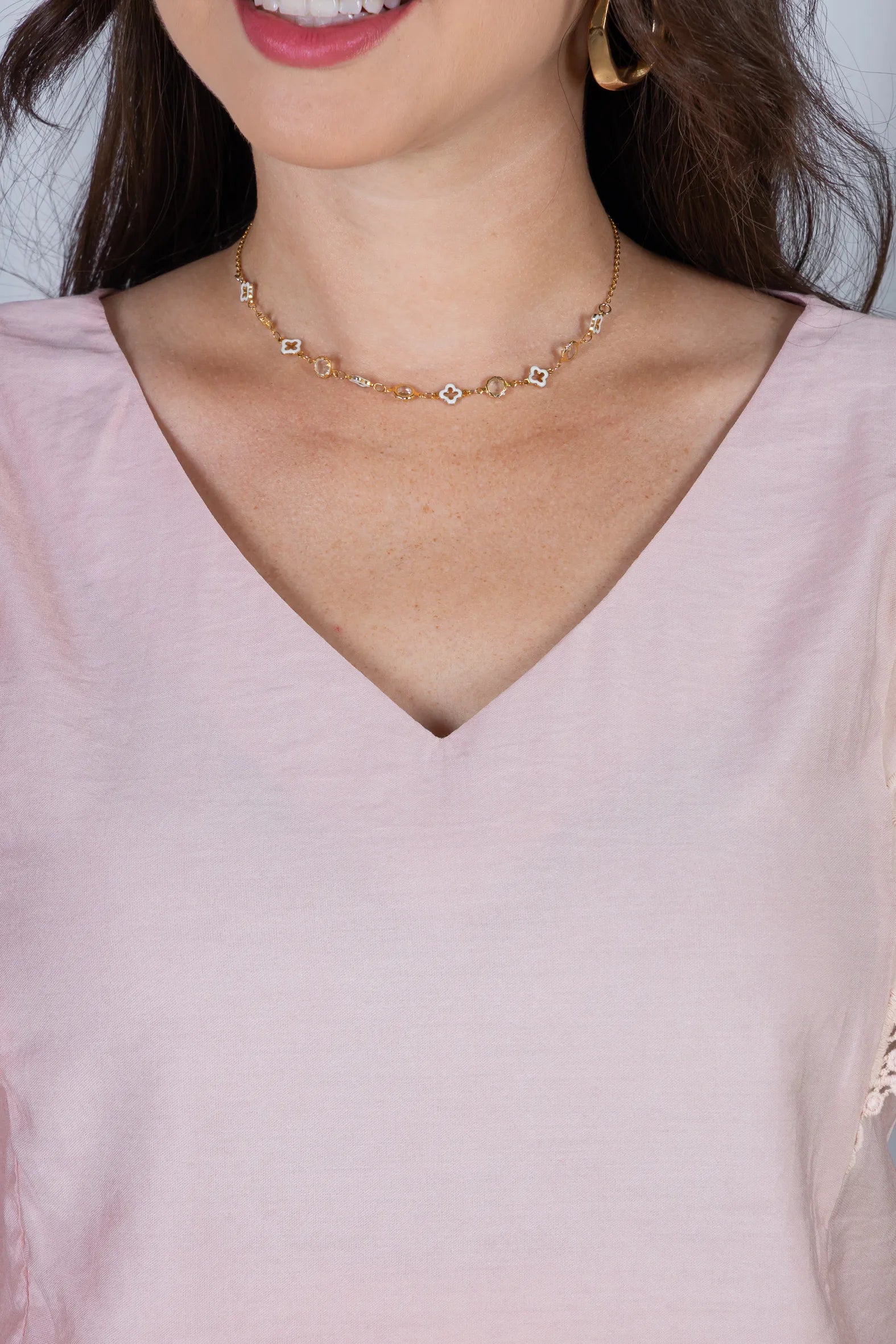 Blusa Regata Decote em "V" Visco Brise Muscle Tee com Detalhe em Renda Eloá Rosa