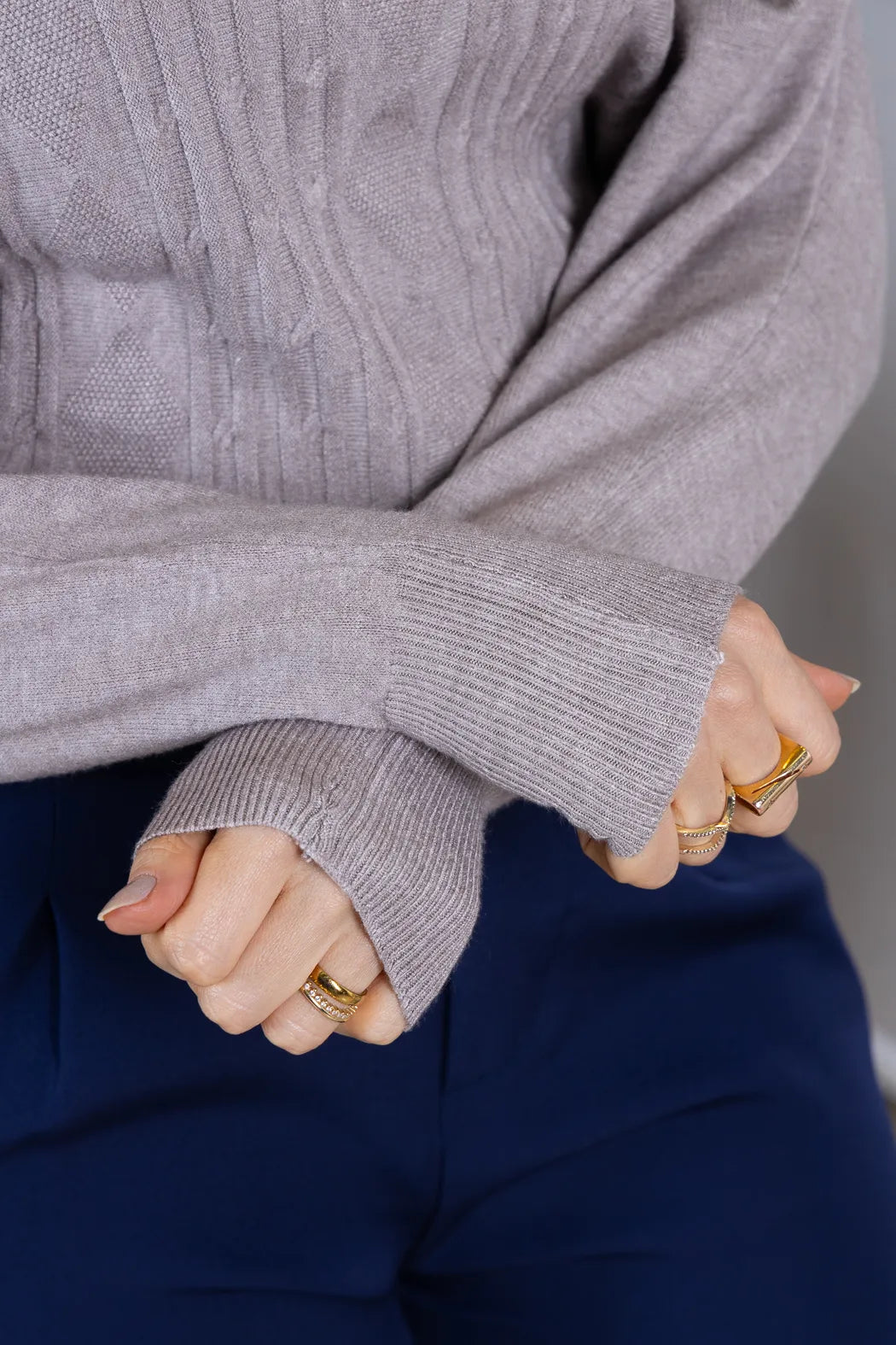 Tricot Manga Longa Ampla em Modal Jessica Cinza