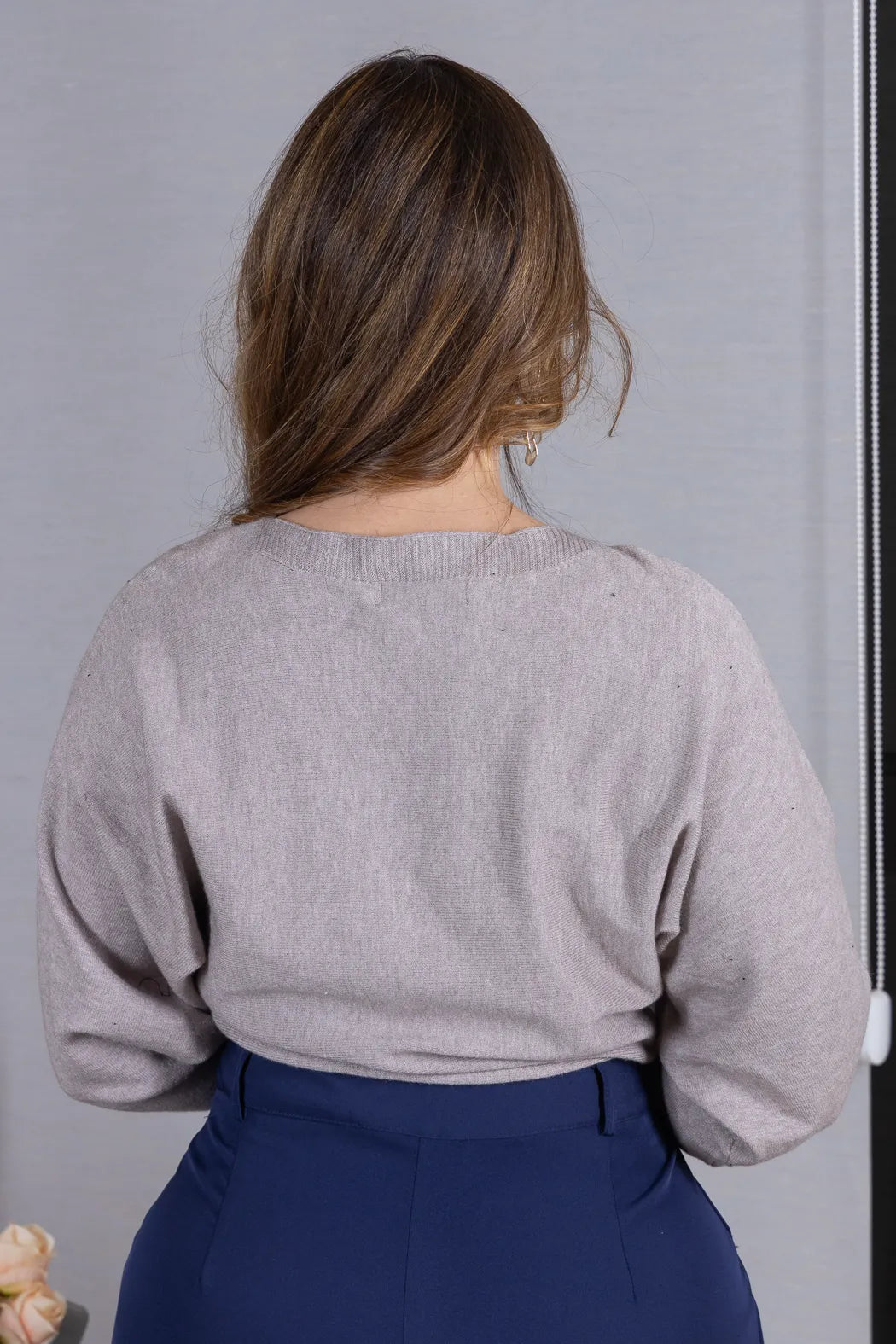 Tricot Manga Longa Ampla em Modal Jessica Cinza