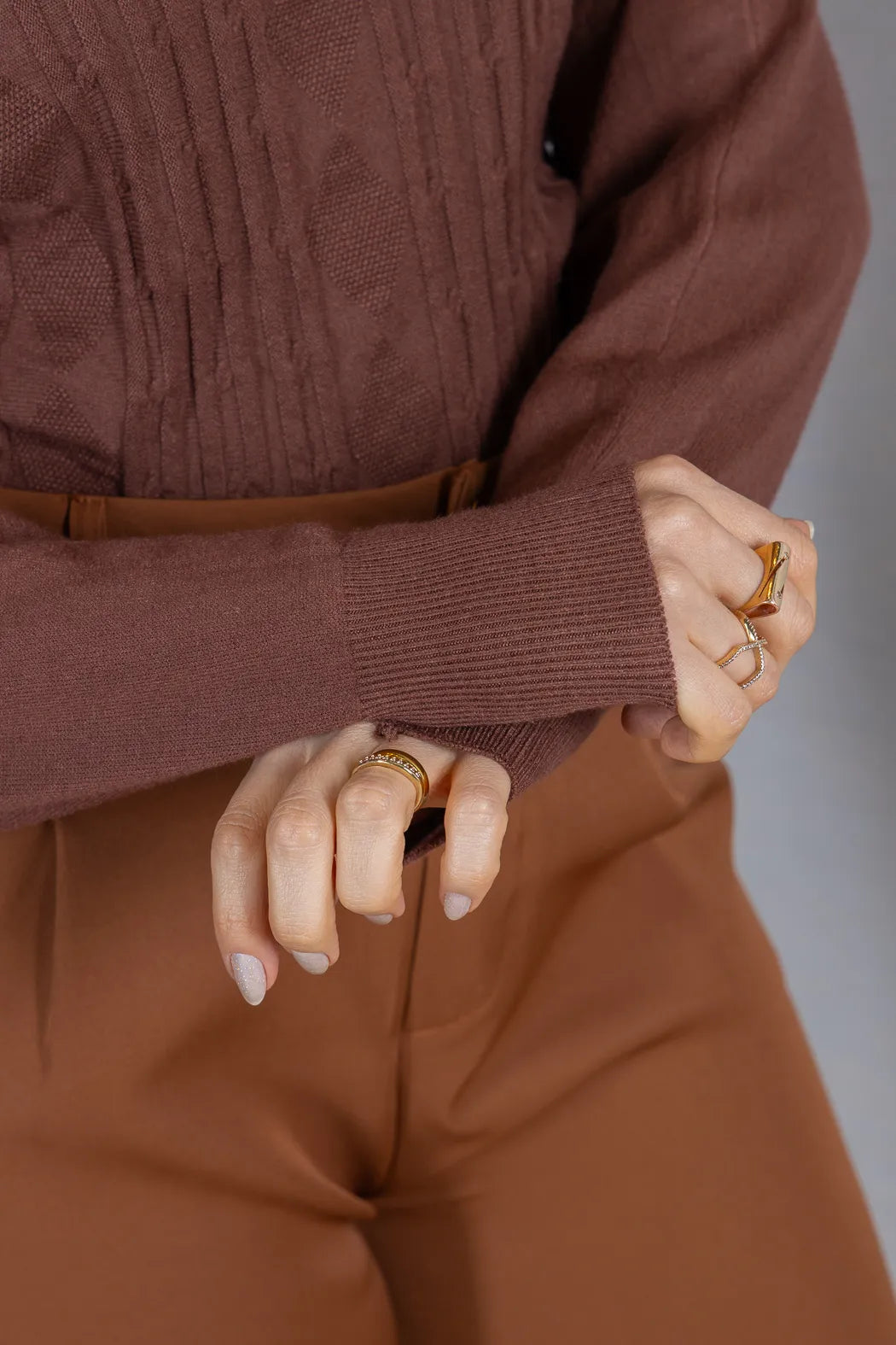 Tricot Manga Longa Ampla em Modal Jessica Marrom