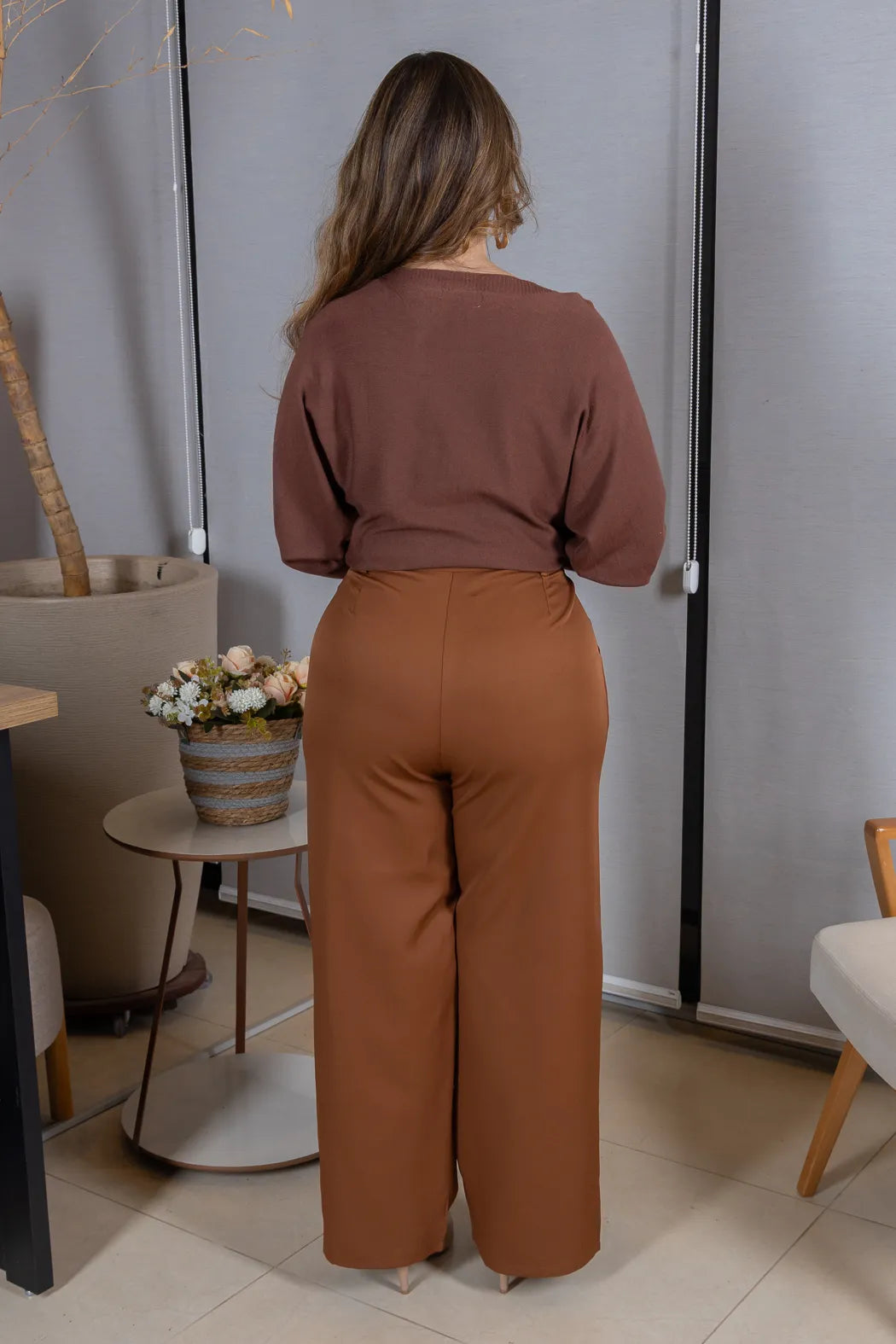 Tricot Manga Longa Ampla em Modal Jessica Marrom