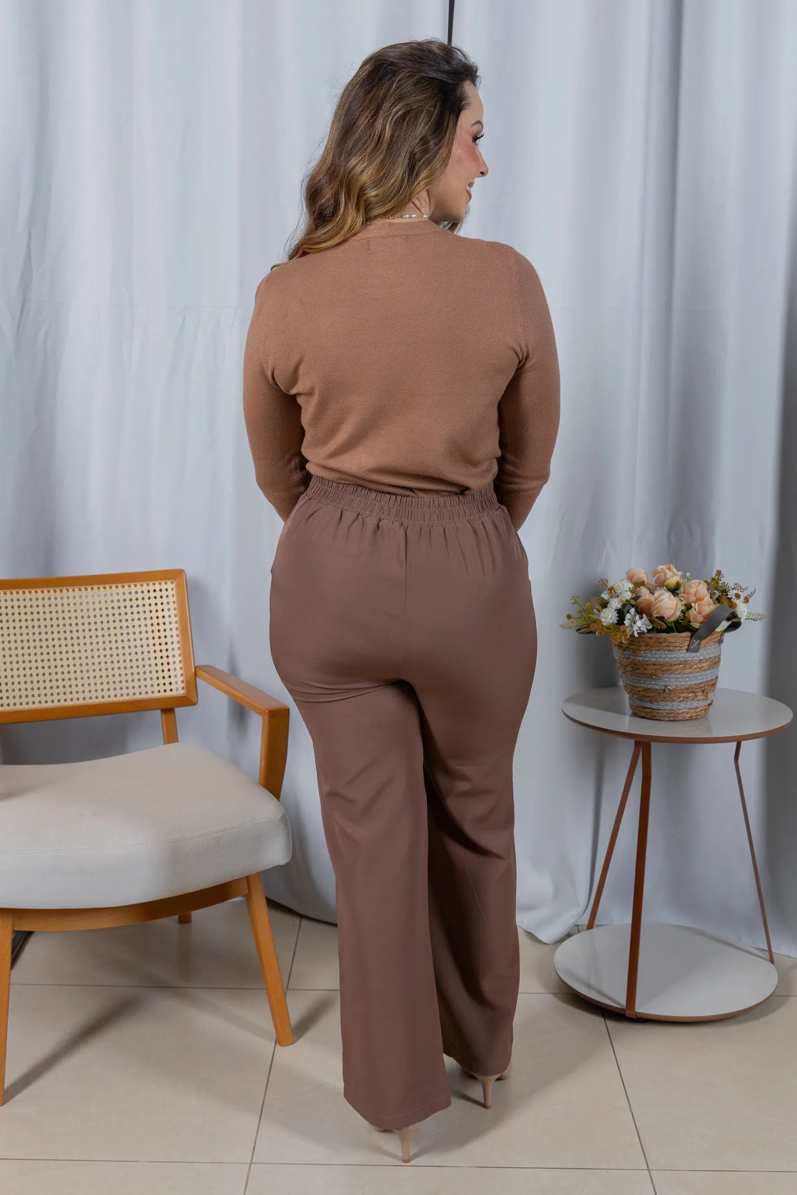 Tricot Manga Longa em Modal Violeta Marrom Claro