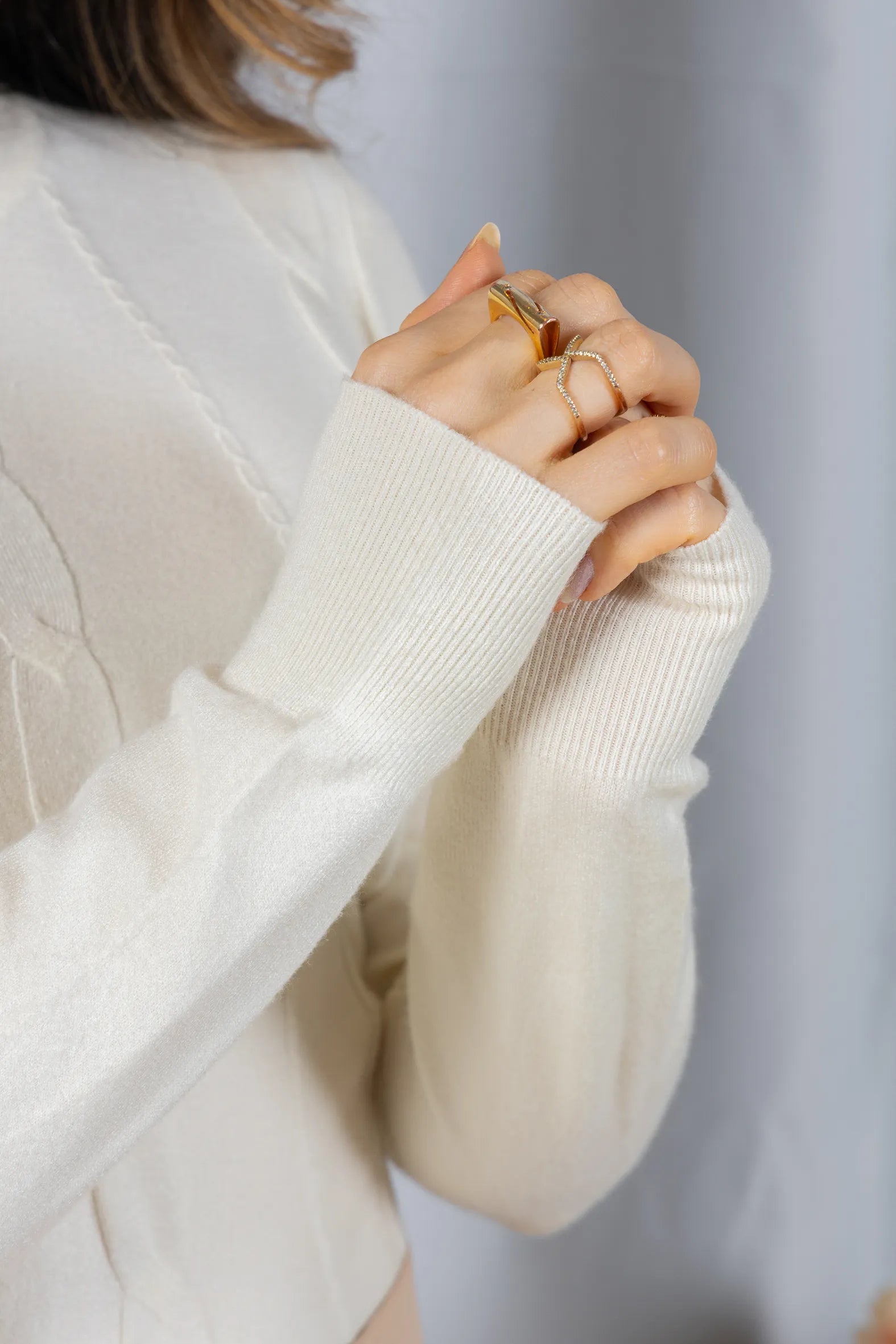 Tricot Manga Longa em Modal Violeta Creme
