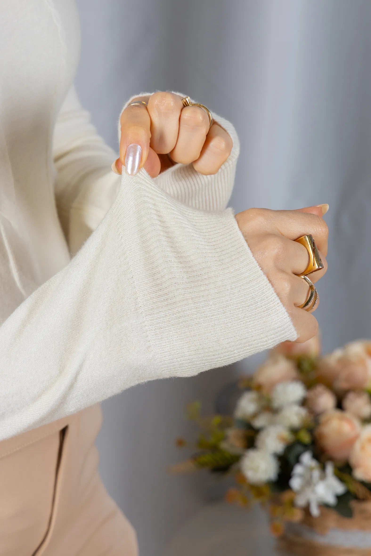 Tricot Manga Longa em Modal Violeta Creme