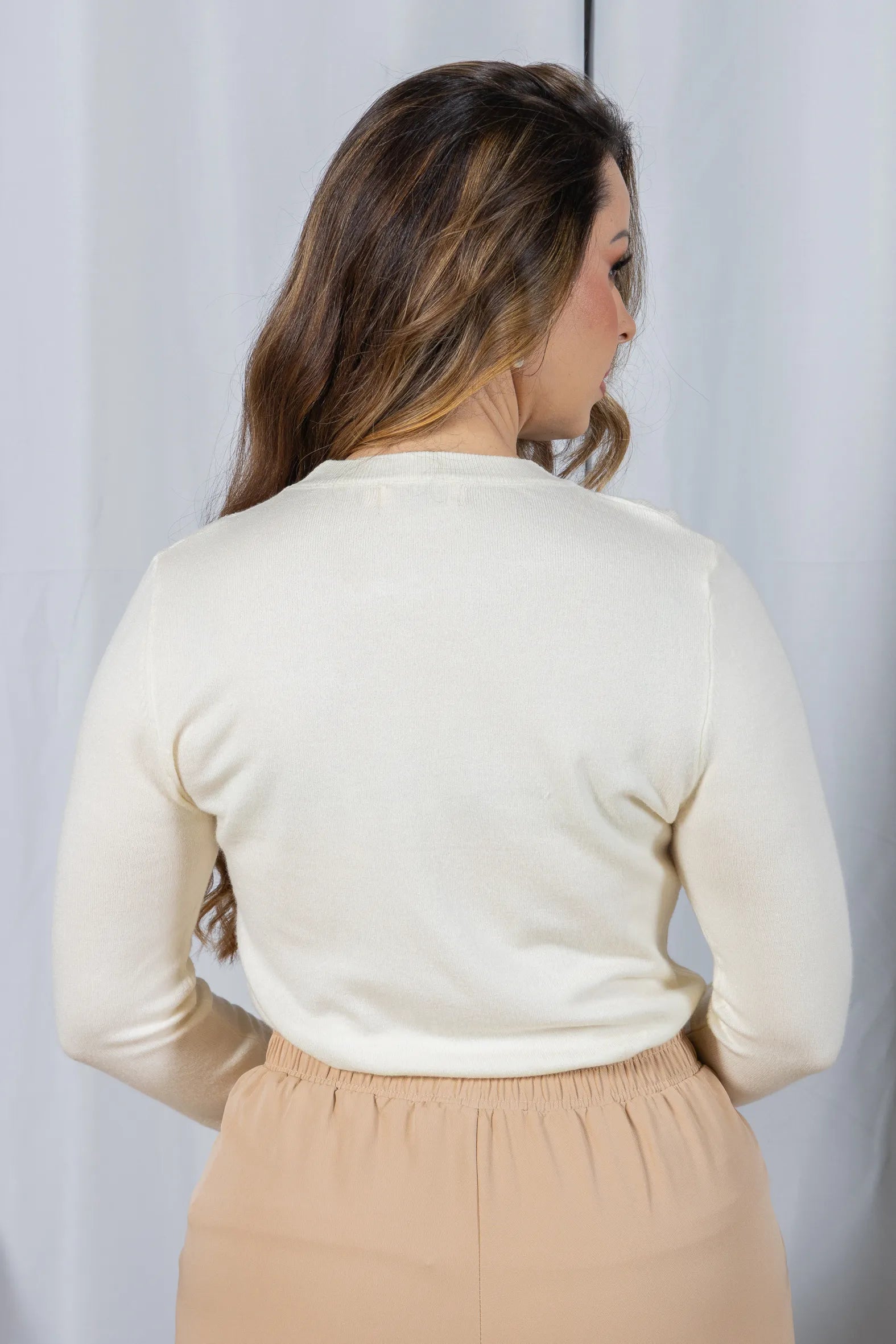 Tricot Manga Longa em Modal Violeta Creme