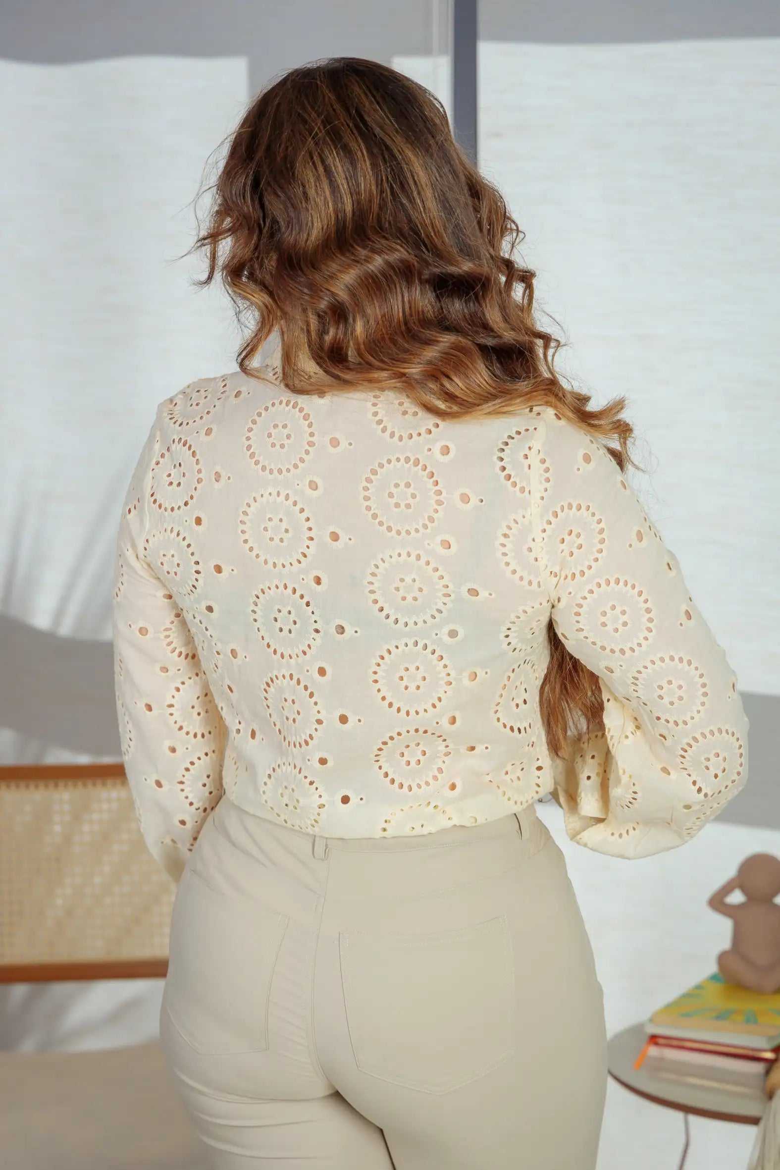 Camisa Manga Longa Em Laise Maia Creme
