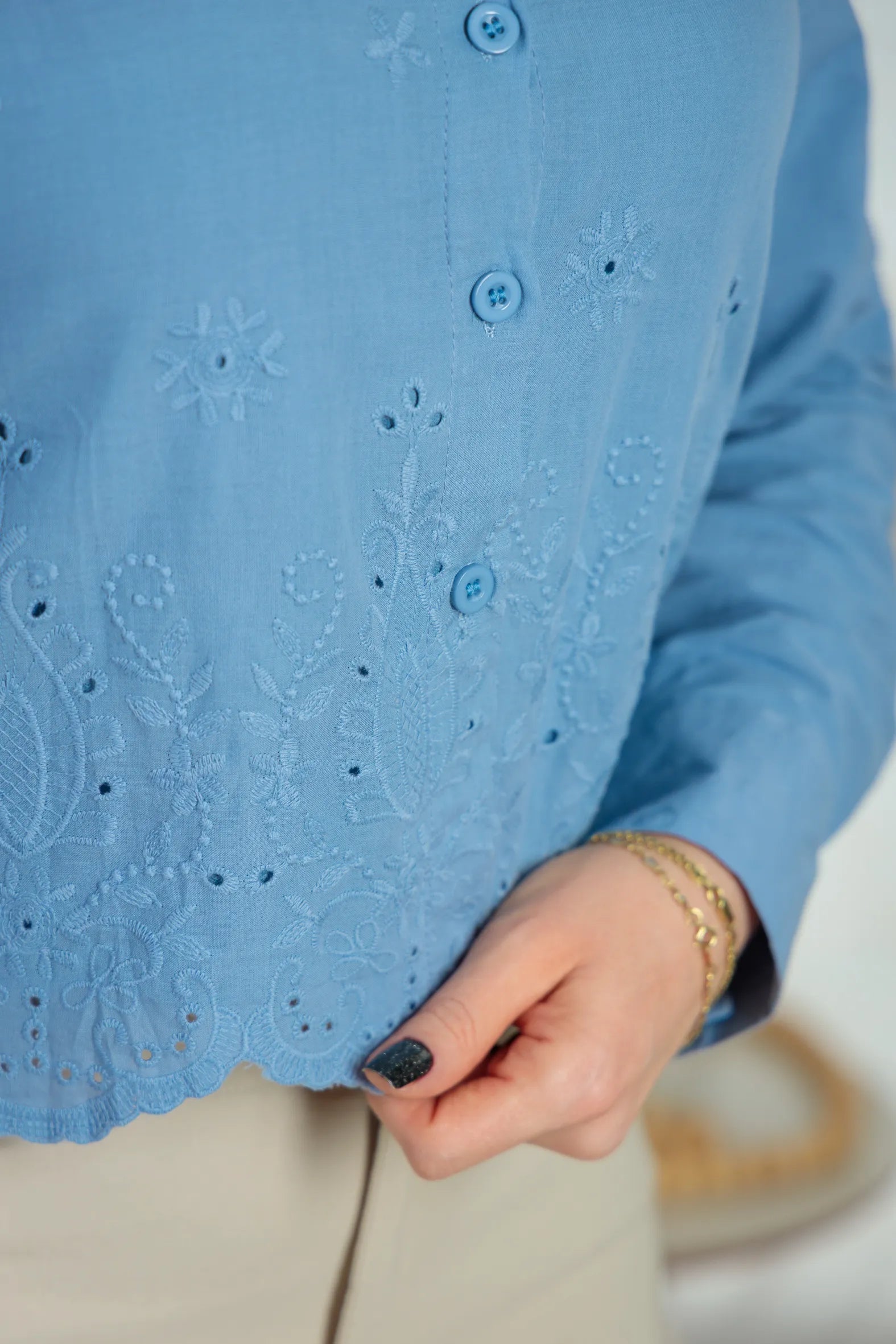 Camisa Em Laise Roseli Azul