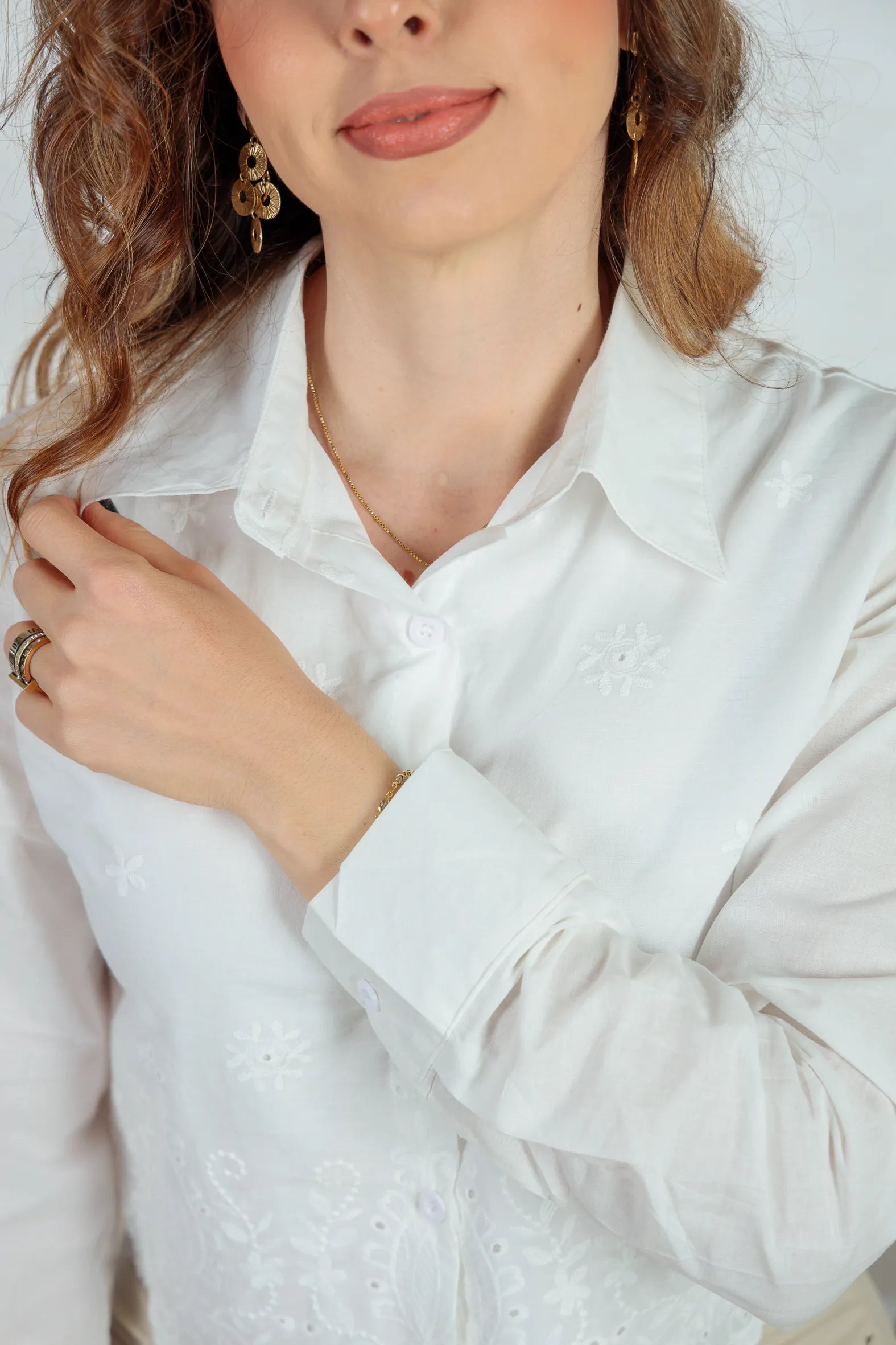 Camisa Em Laise Roseli Branca