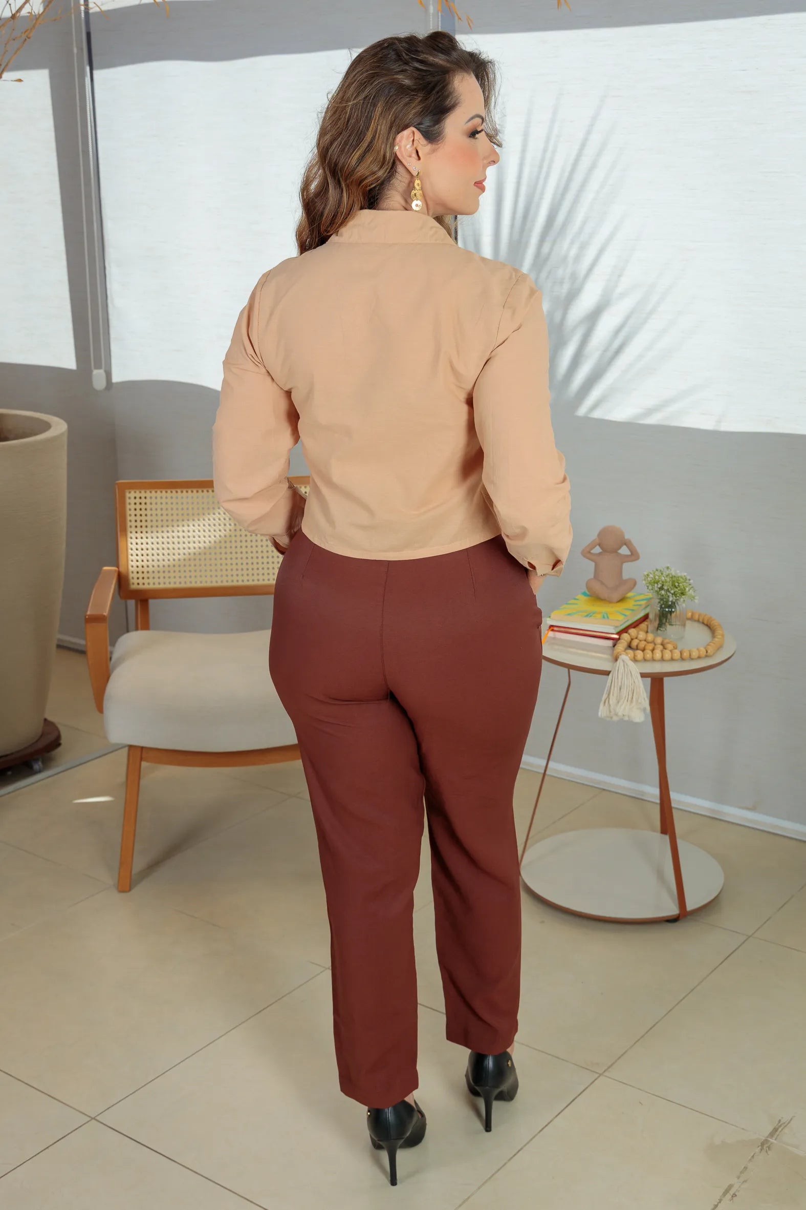Camisa Em Laise Roseli Bege