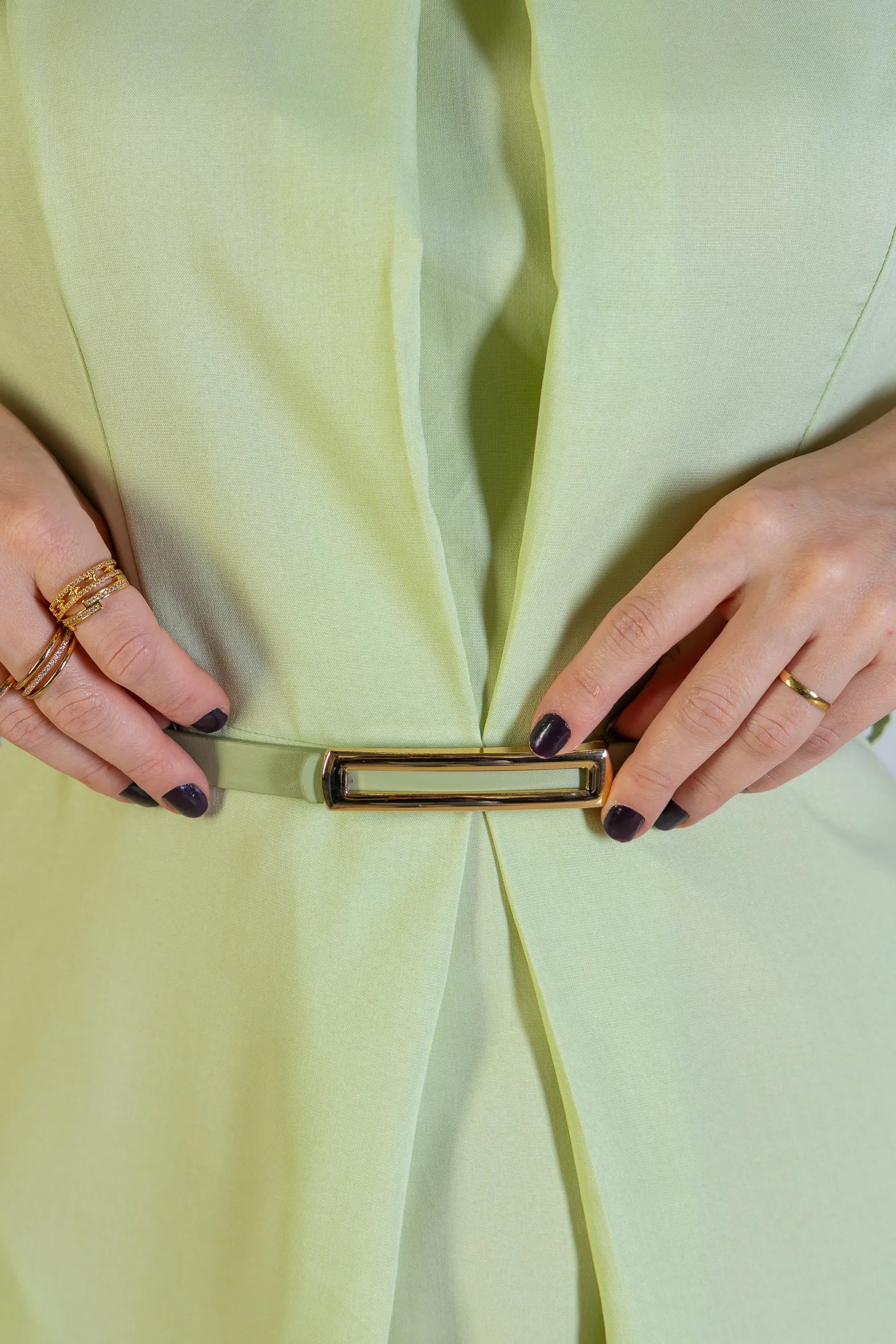 Vestido Longo Detalhe Cinto Patrícia Poeta Verde