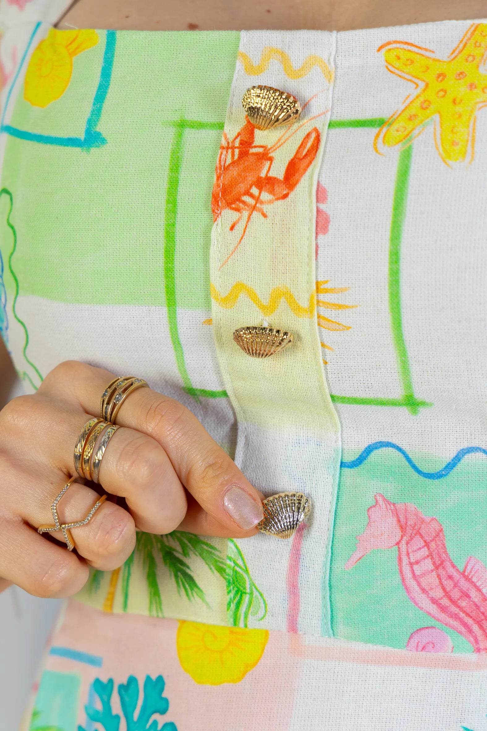 Vestido Longo Amarração Cotton Mix Ísis Valverde Estampado Verde