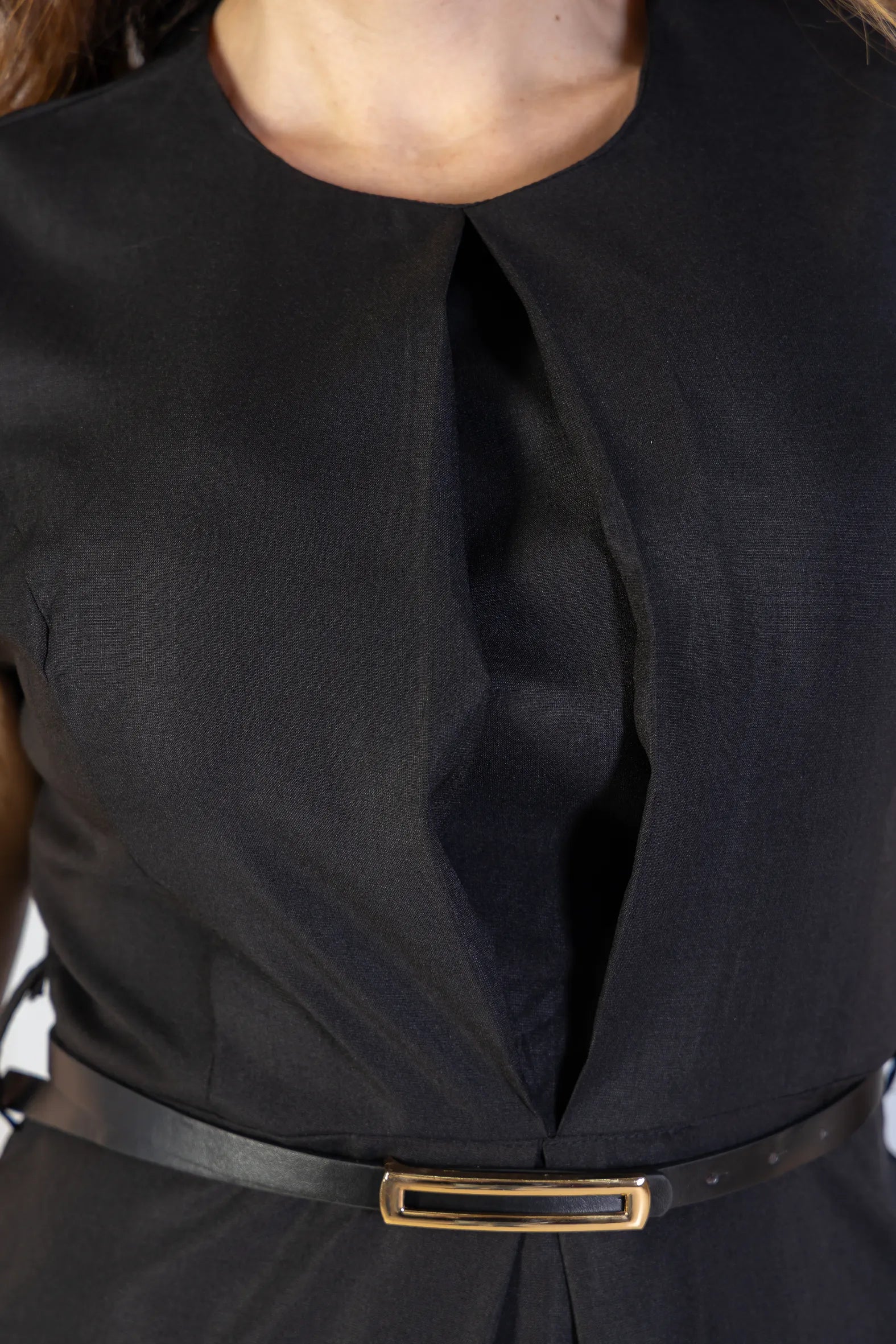 Vestido Longo Alfaiataria Detalhe Cinto Patrícia Poeta Preto