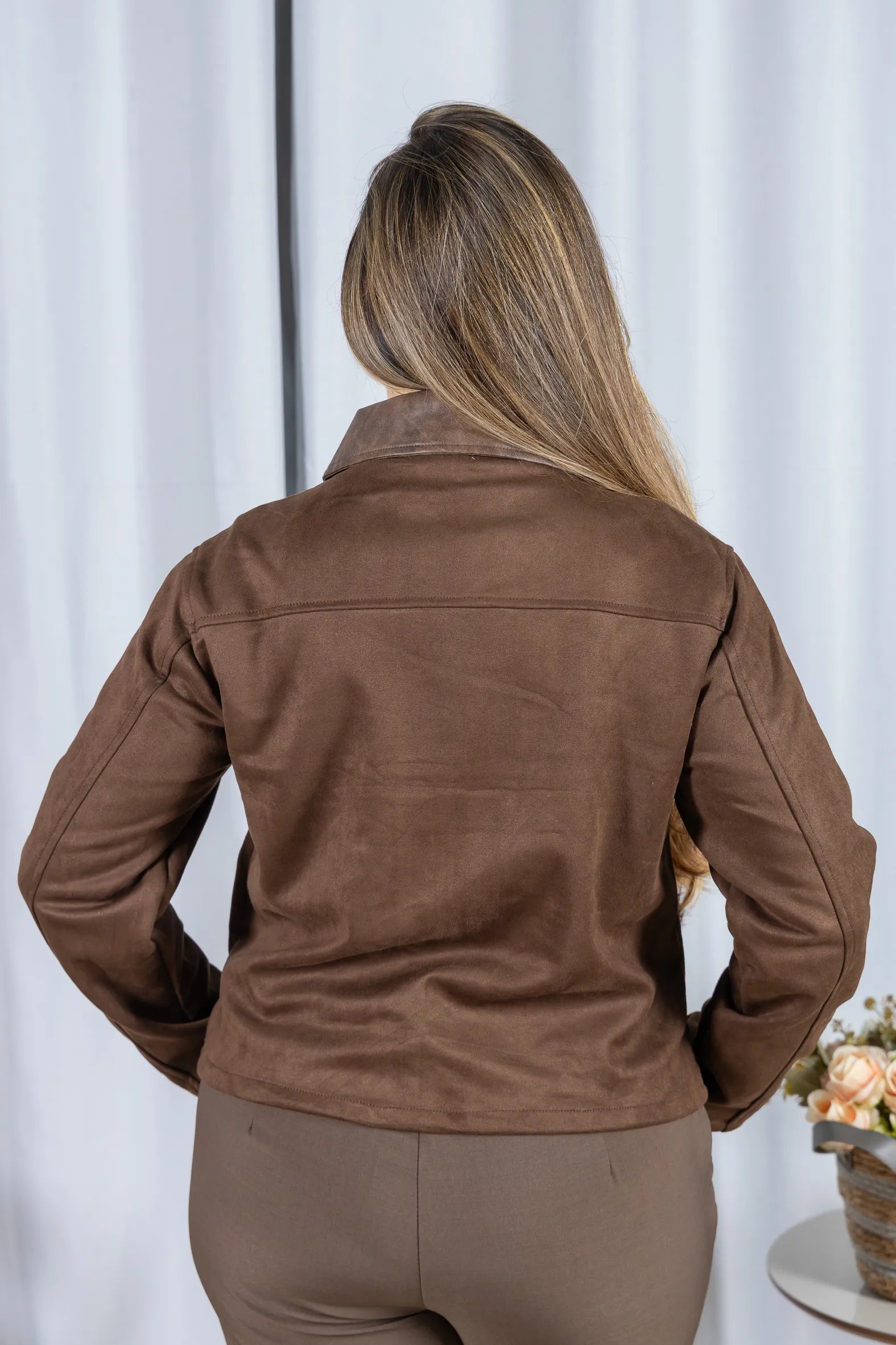 Jaqueta Suede Macia Lua Marrom Escuro