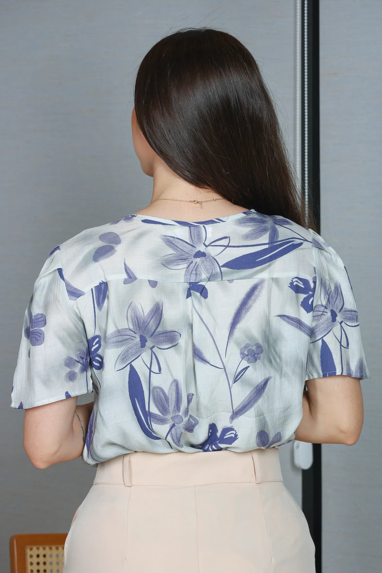Blusa Manga Curta Visco Touch Estampa Floral Rosângela Violeta