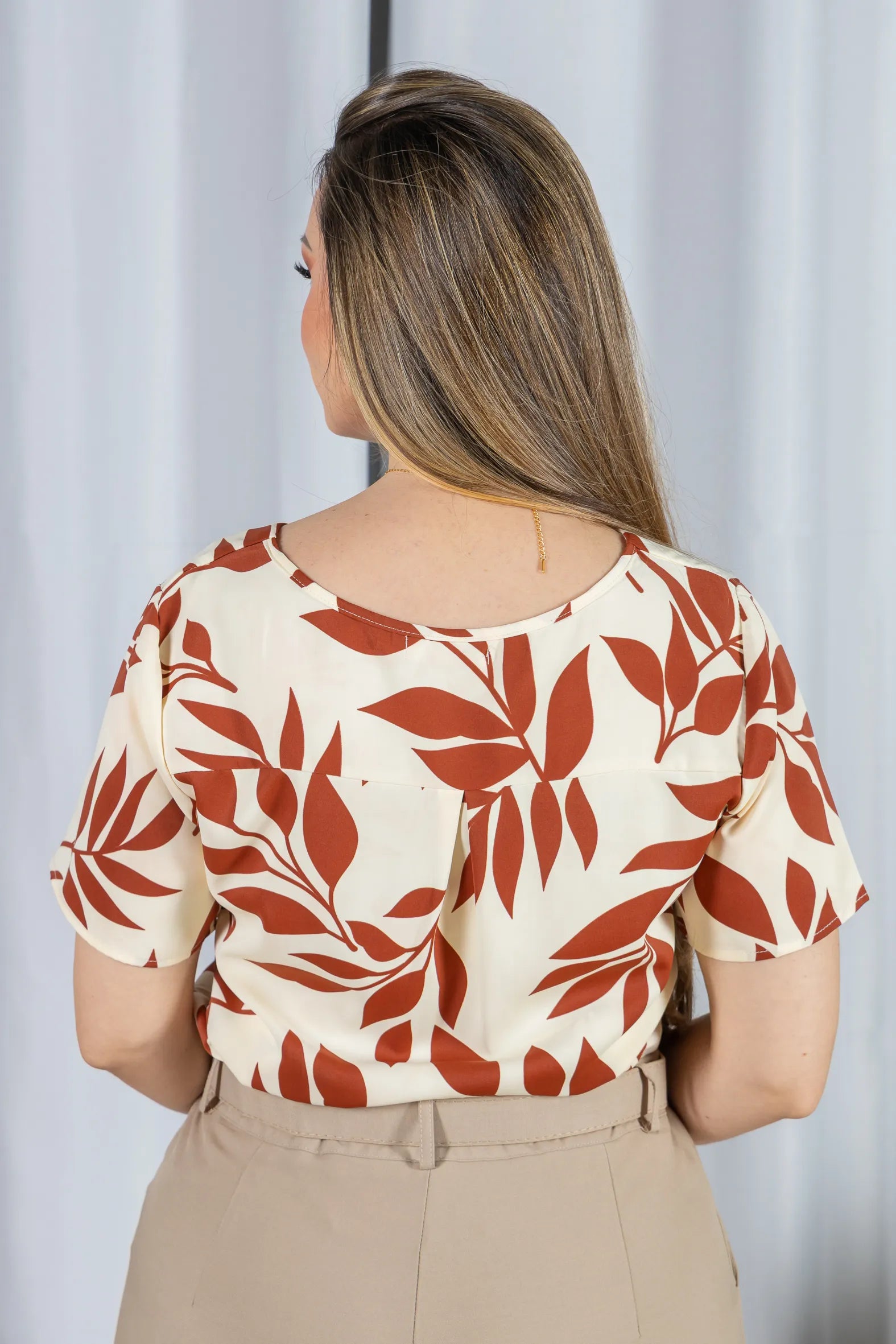 Blusa Crepe Classic que Não Amassa Olga Terracota