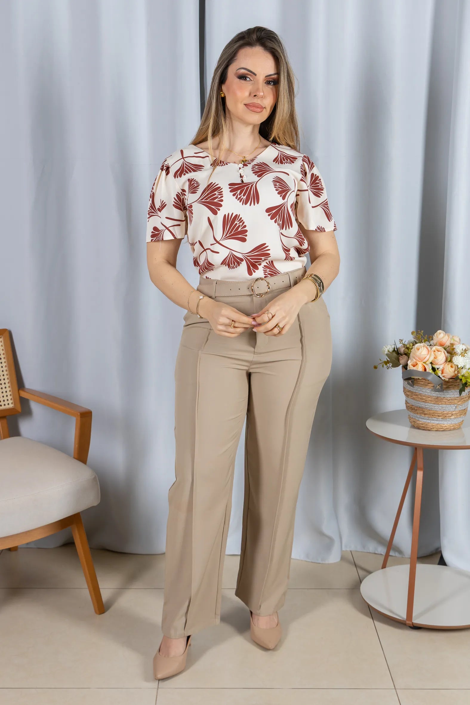 Blusa Crepe Classic que Não Amassa Cassandra Vermelha