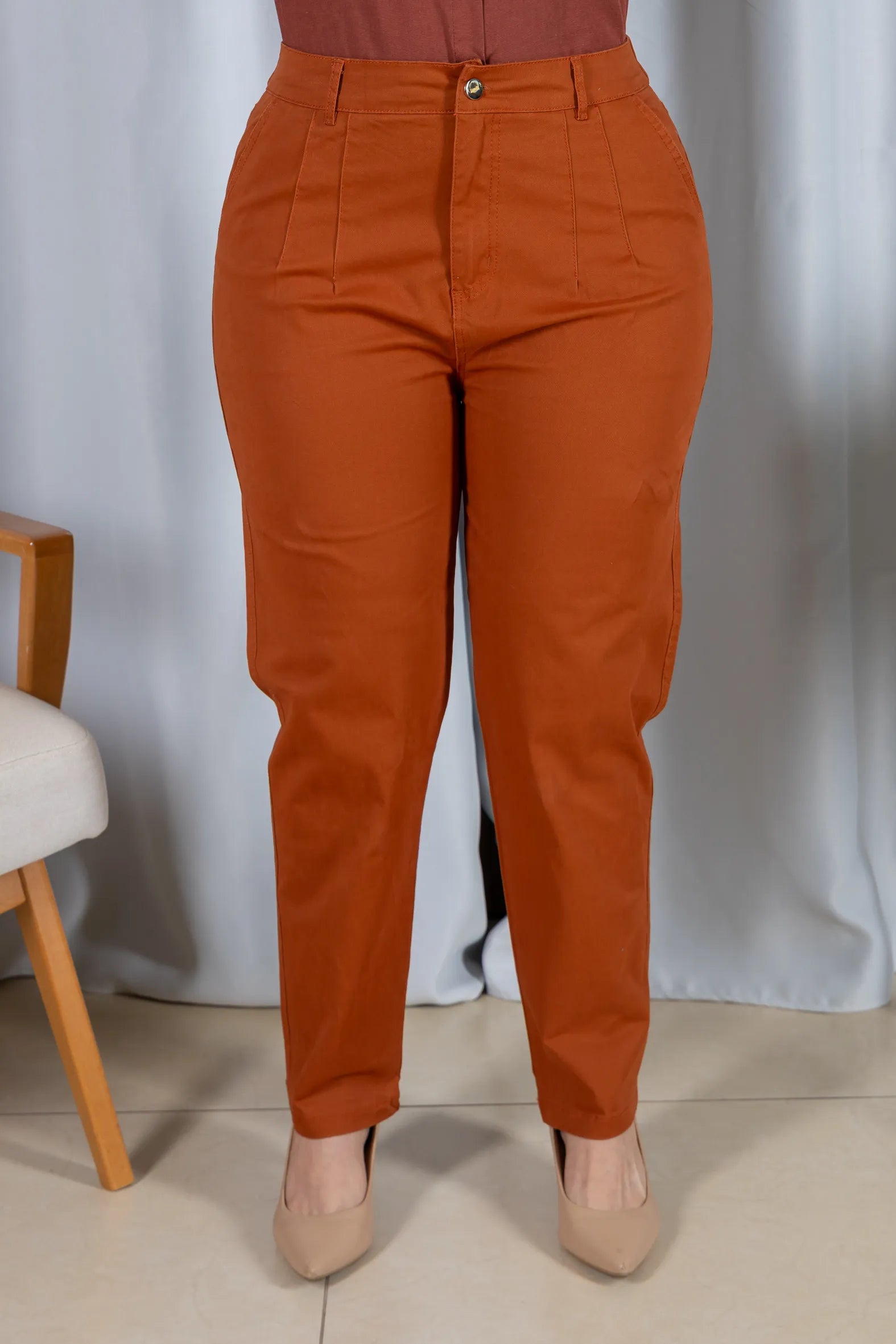 Calça Sarja Macia Corte Reto Analice Terracota