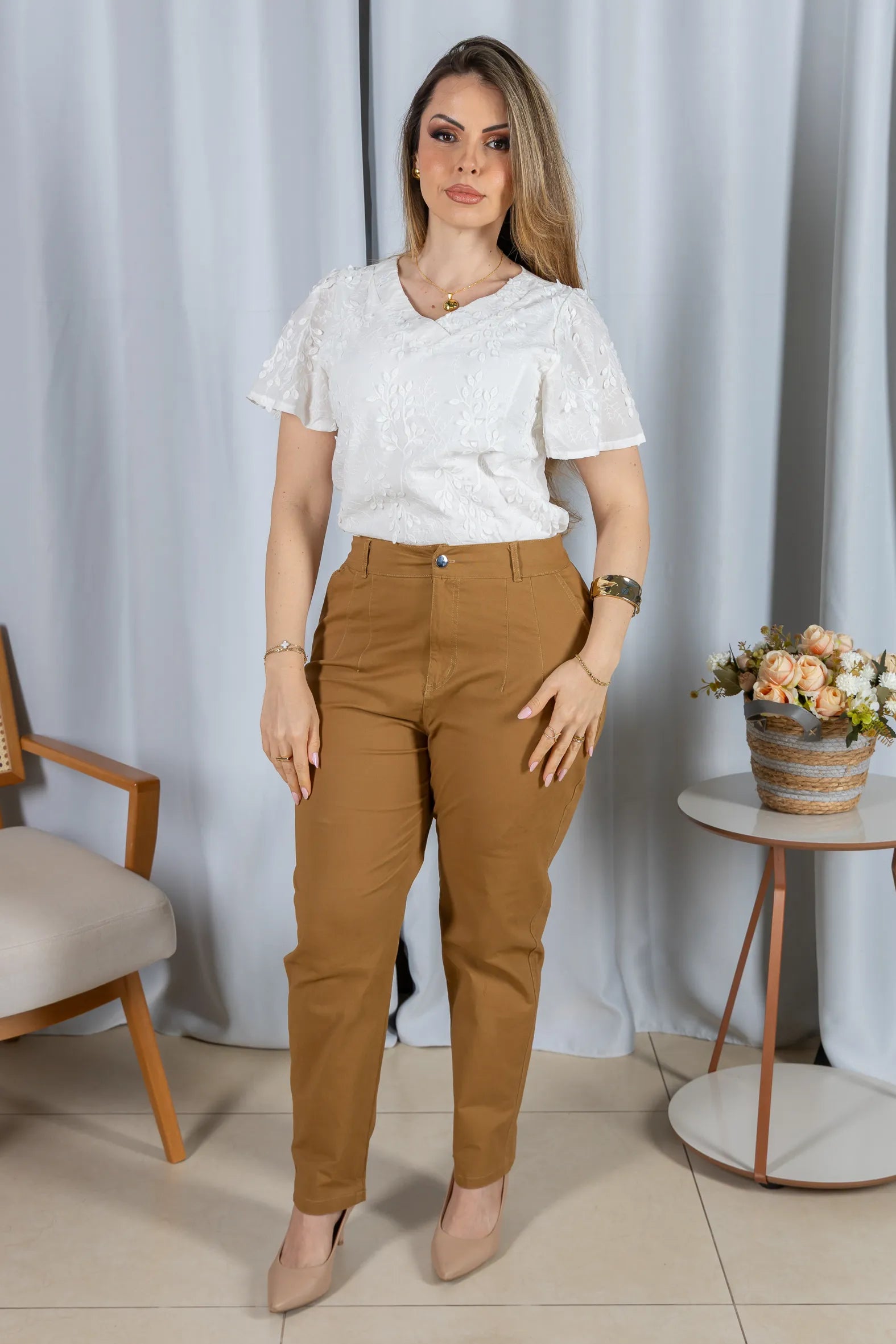 Blusa Laise Leve e Respirável Natália Branca