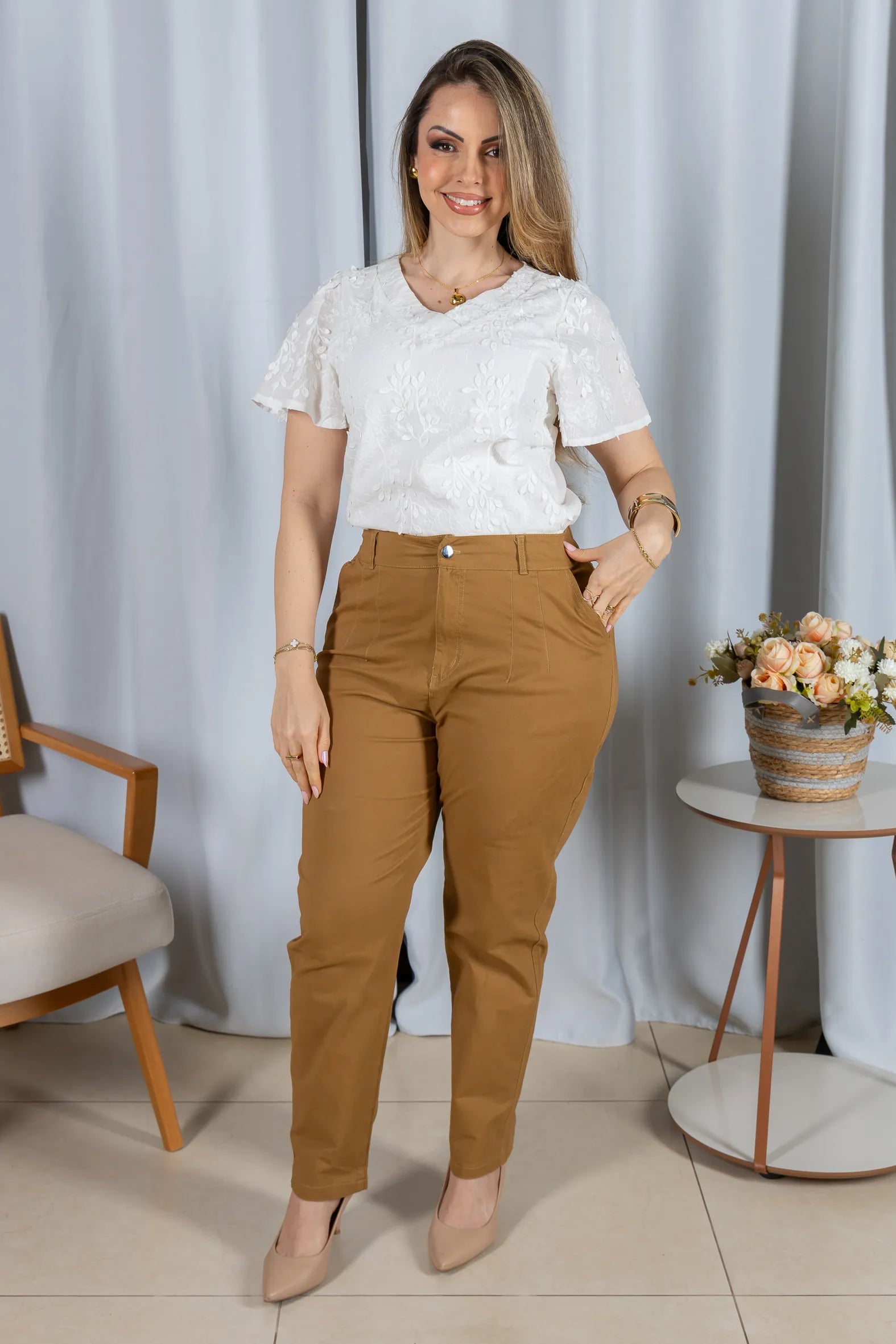 Blusa Laise Leve e Respirável Natália Branca