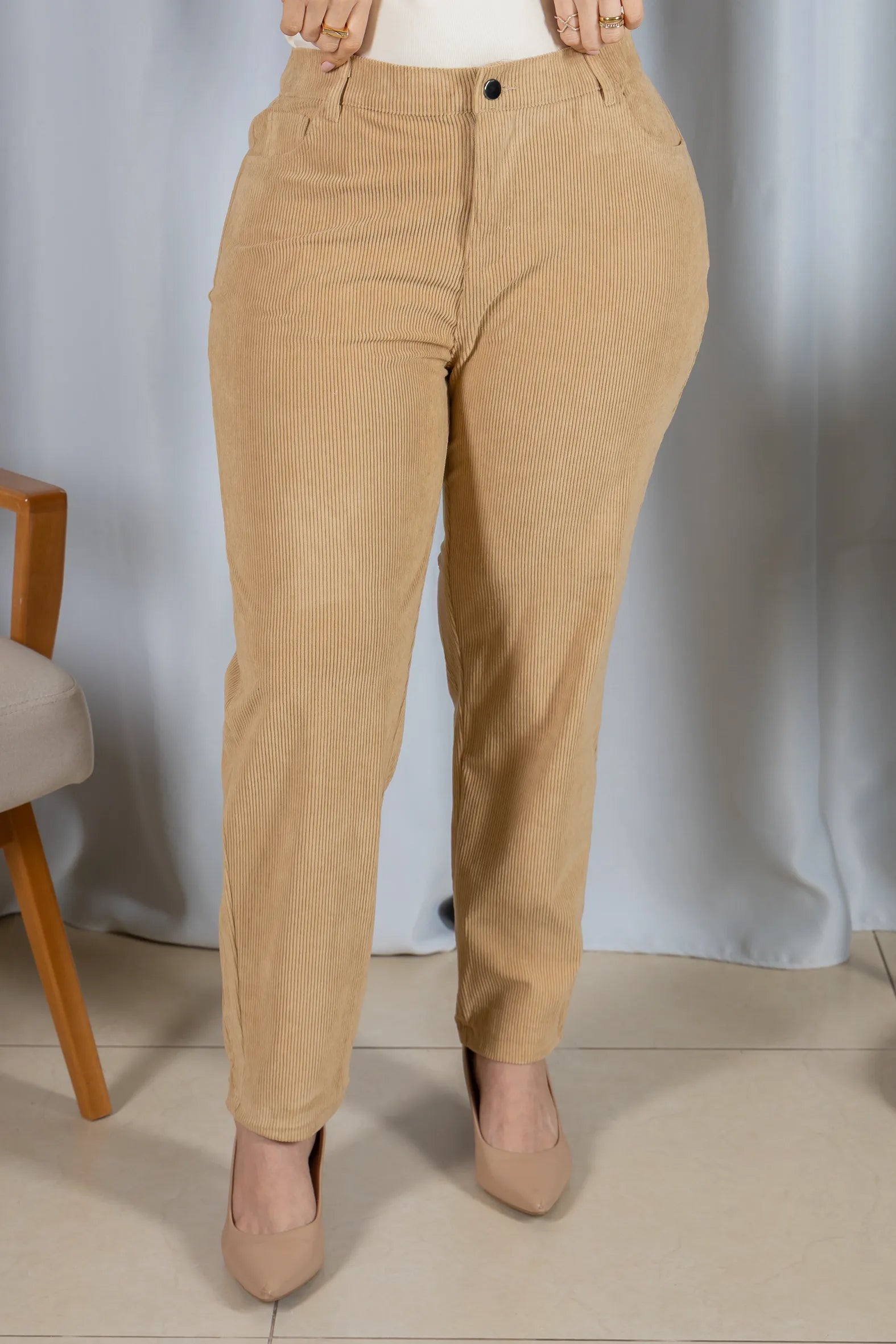 Calça Cotelê Corte Reto Lupita Creme