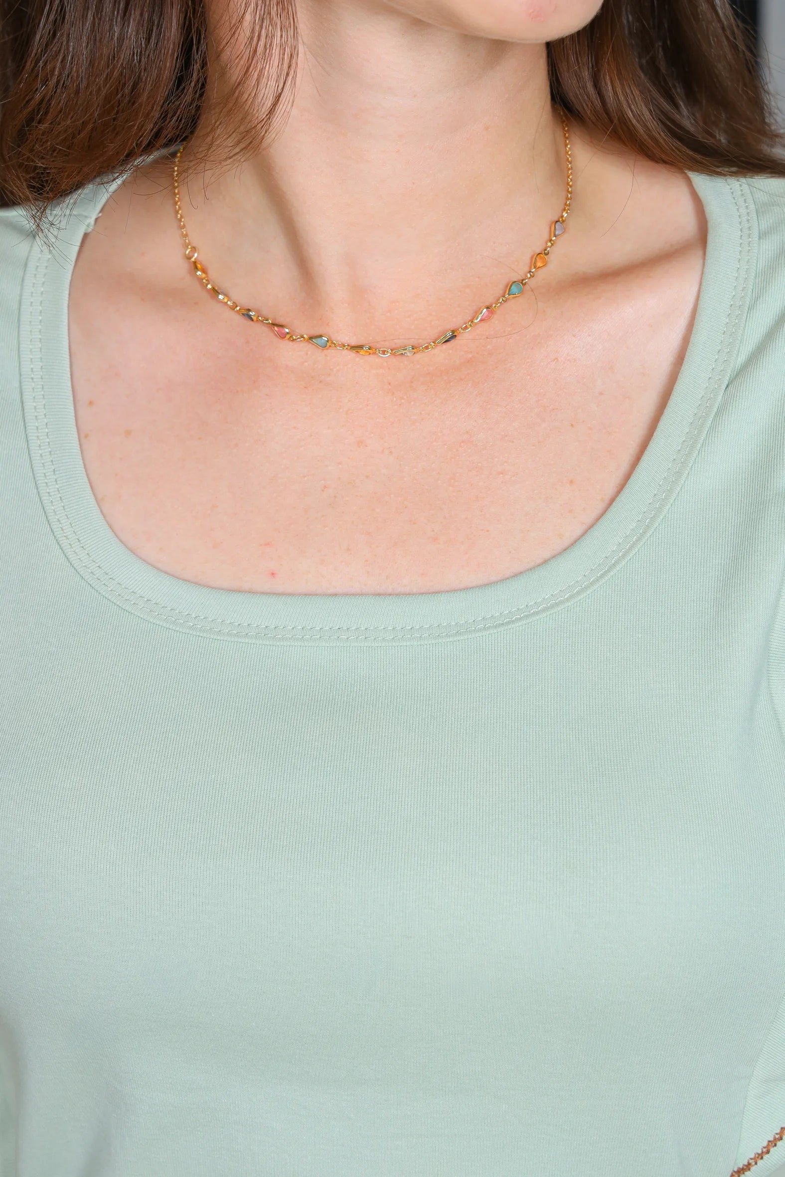 Blusa Regata Muscle Tee em Cotton Lycra Detalhe Bordado Paula Verde