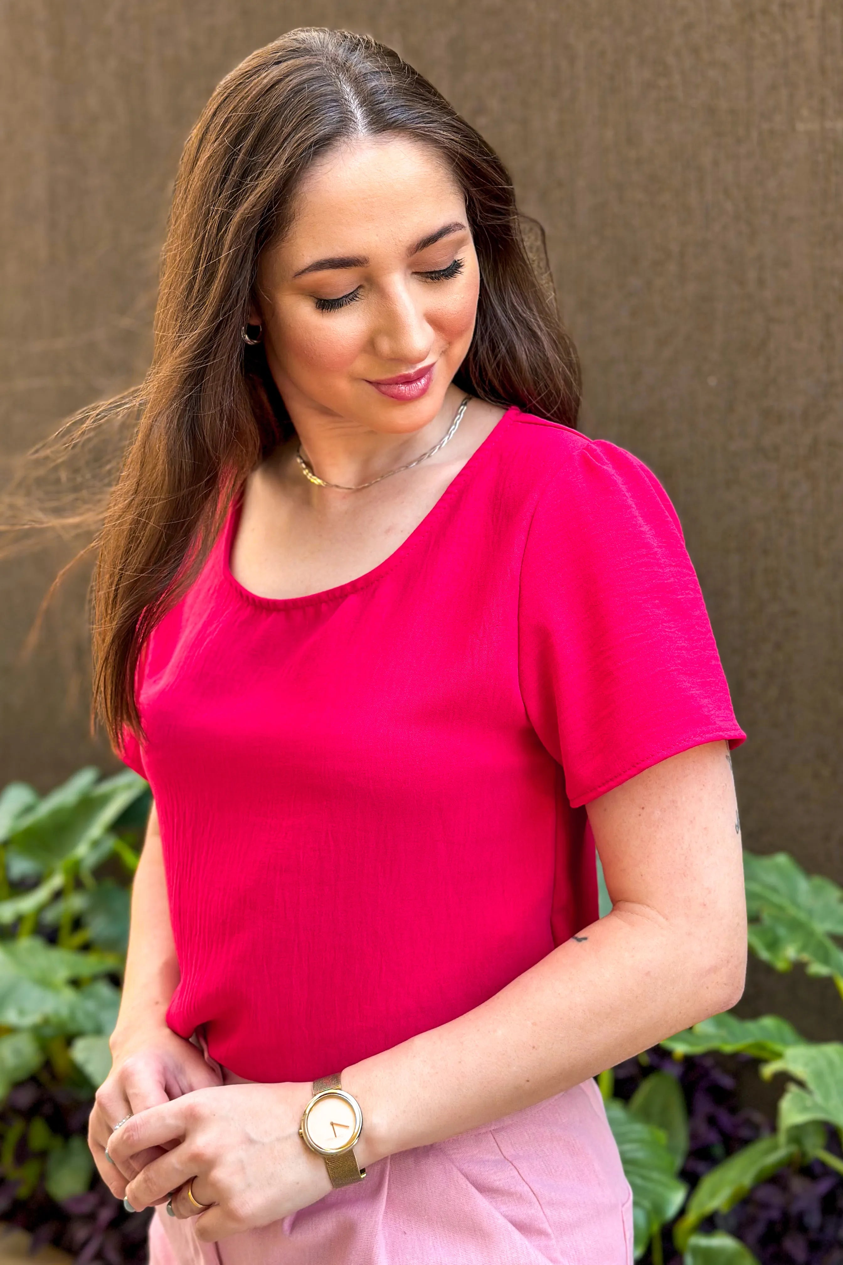 Blusa Manga Curta Lisa Joyce Pink