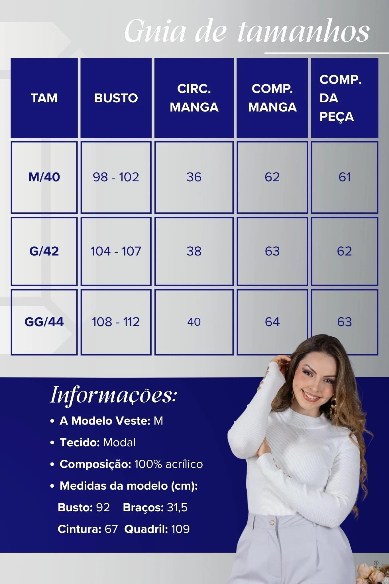 Tricot Manga Longa Meia Gola em Modal Canelado Isadora Branco