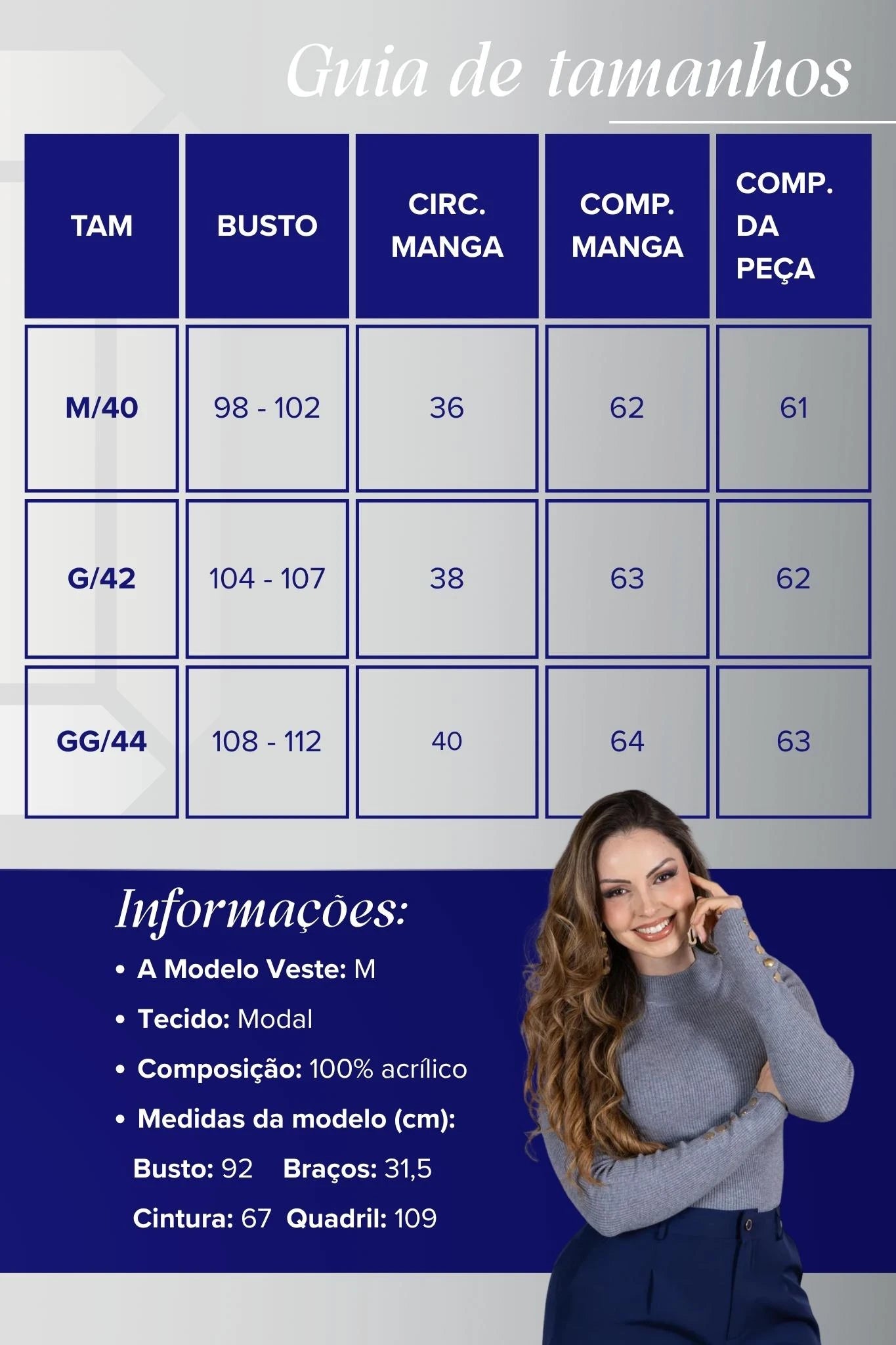 Tricot Manga Longa Meia Gola em Modal Canelado Isadora CInza
