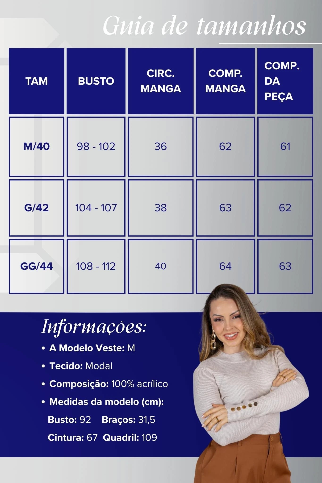Tricot Manga Longa Meia Gola em Modal Canelado Isadora Caqui