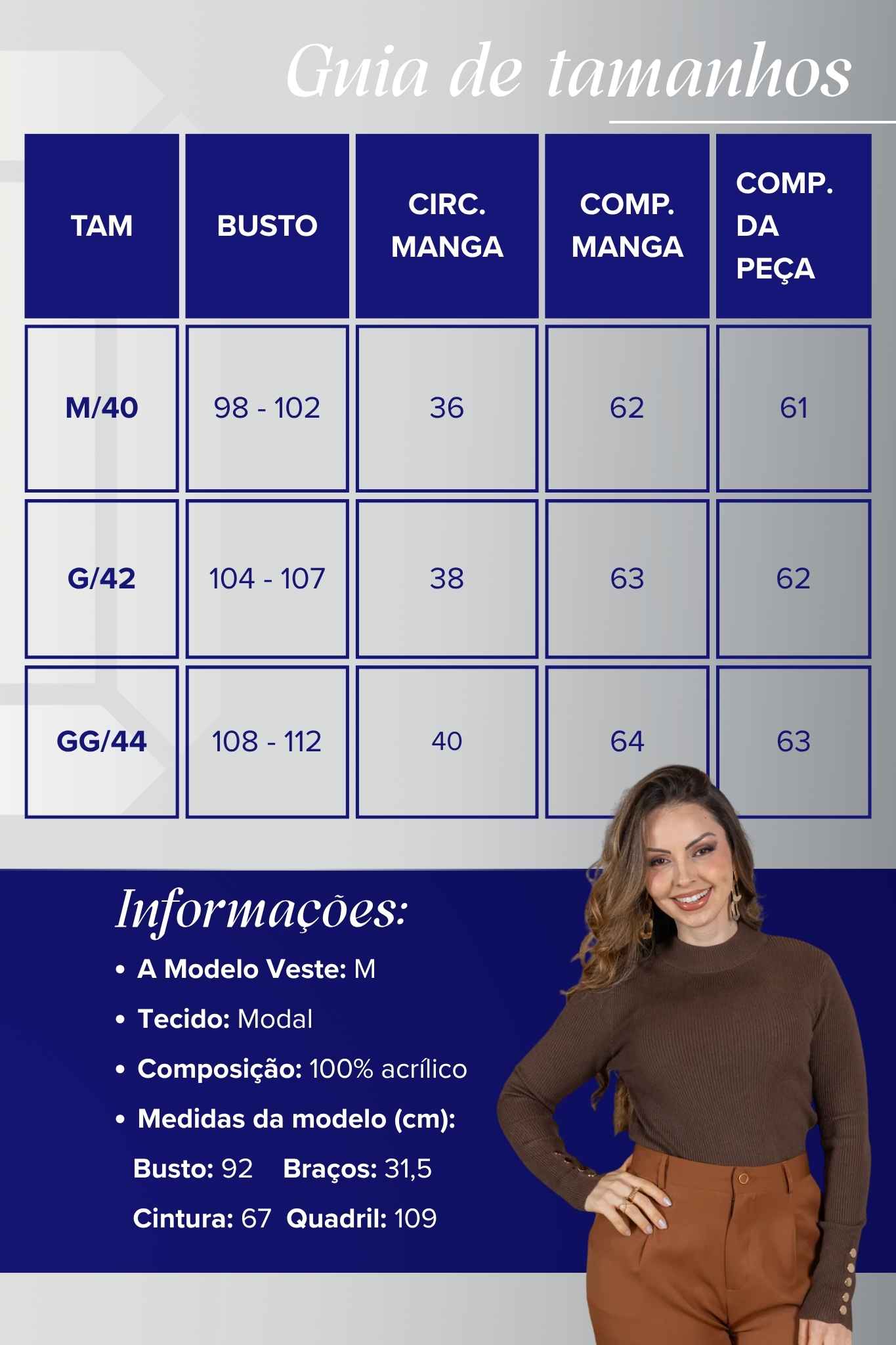Tricot Manga Longa Meia Gola em Modal Canelado Isadora Marrom