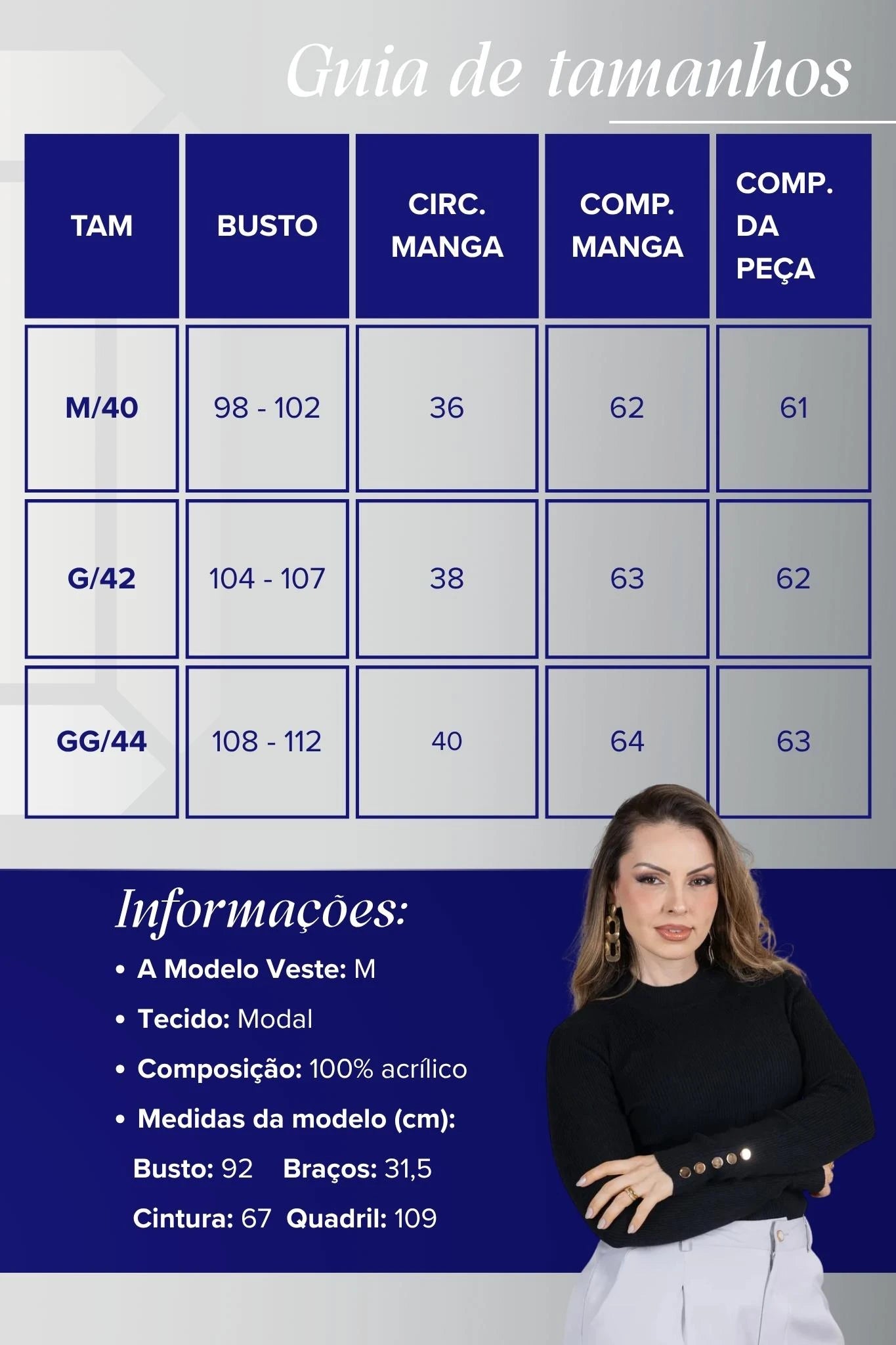 Tricot Manga Longa Meia Gola em Modal Canelado Isadora Preto