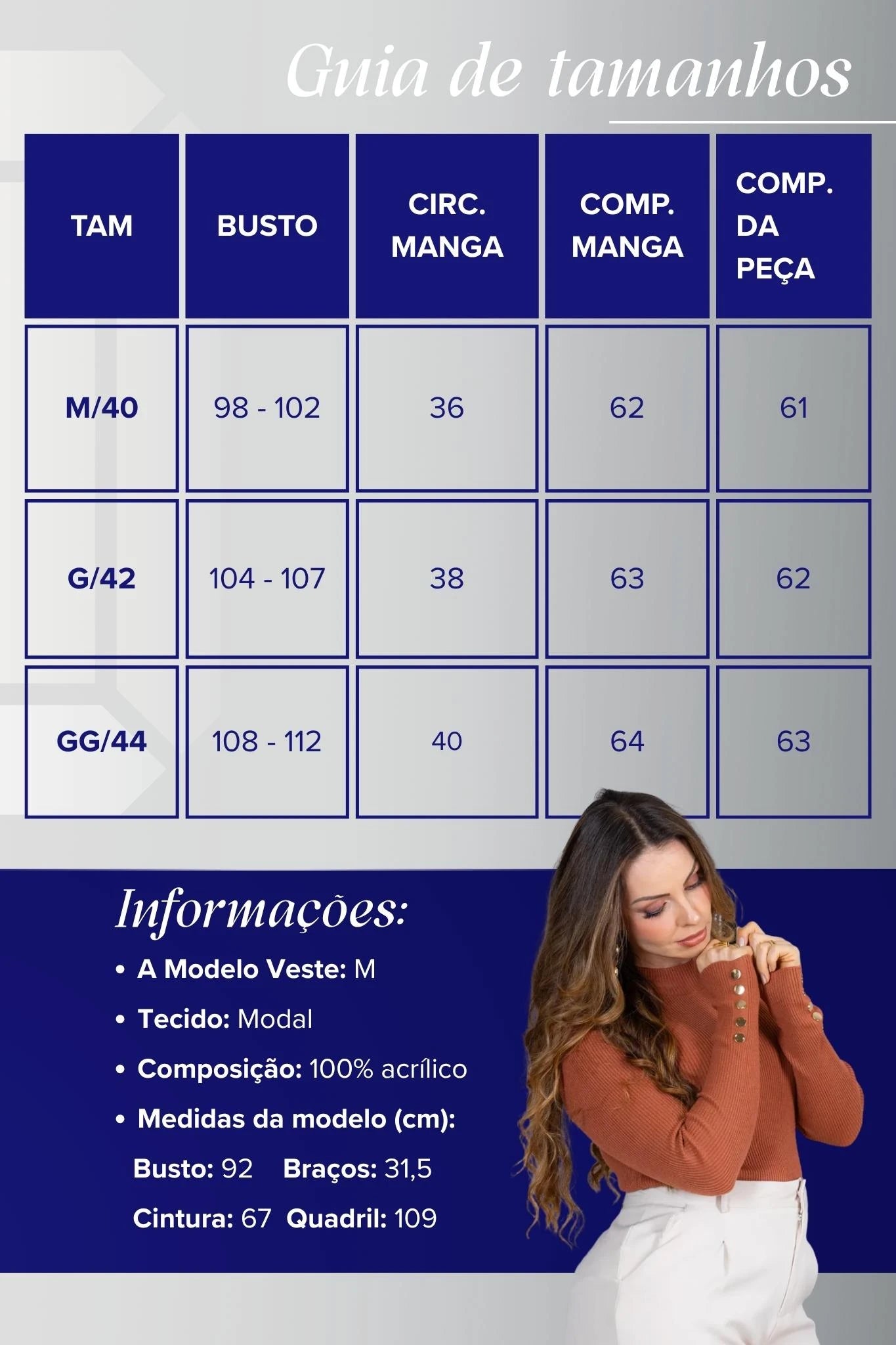 Tricot Manga Longa Meia Gola em Modal Canelado Isadora Terracota